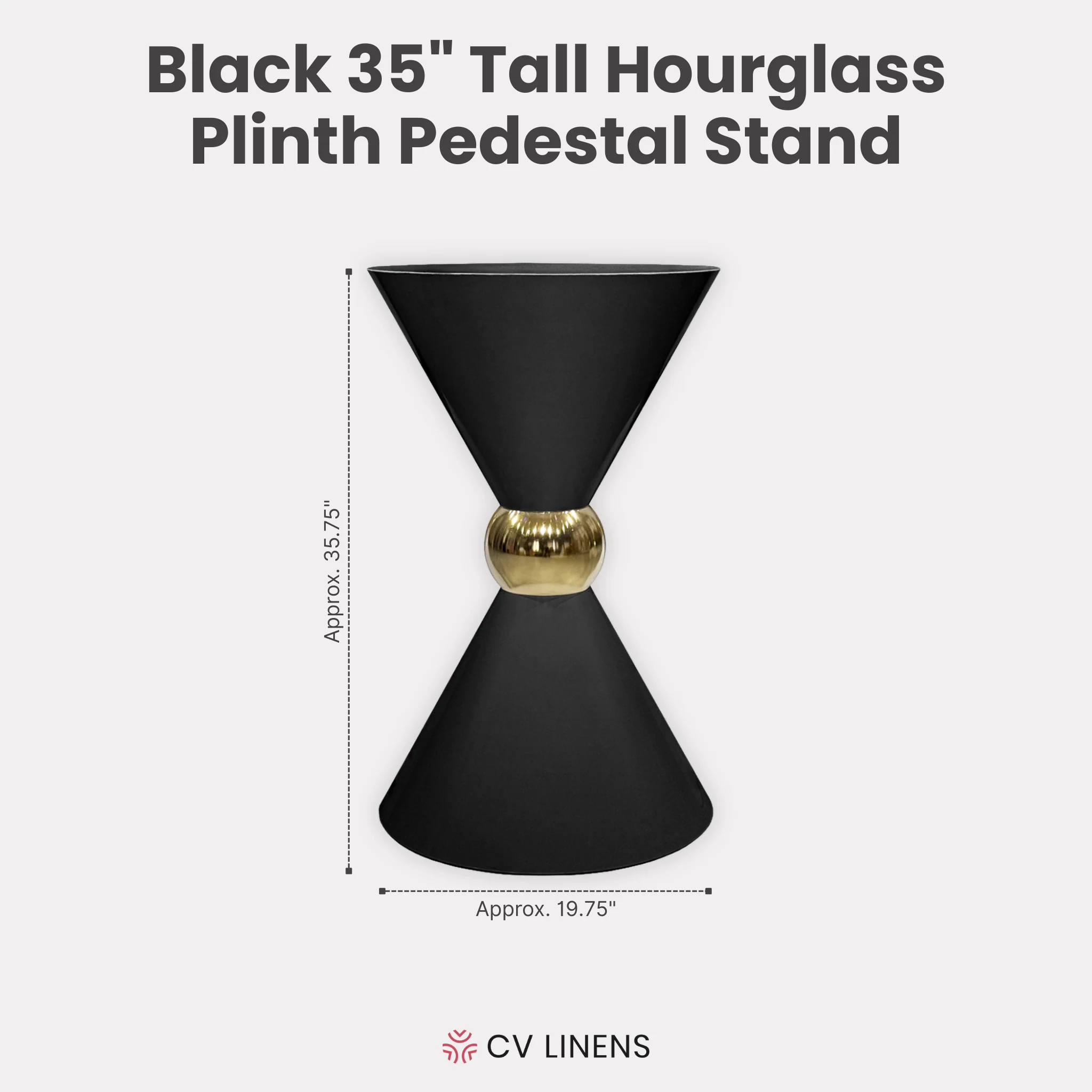 35" Tall Hourglass Plinth Pedestal Stand - Black - Image 3