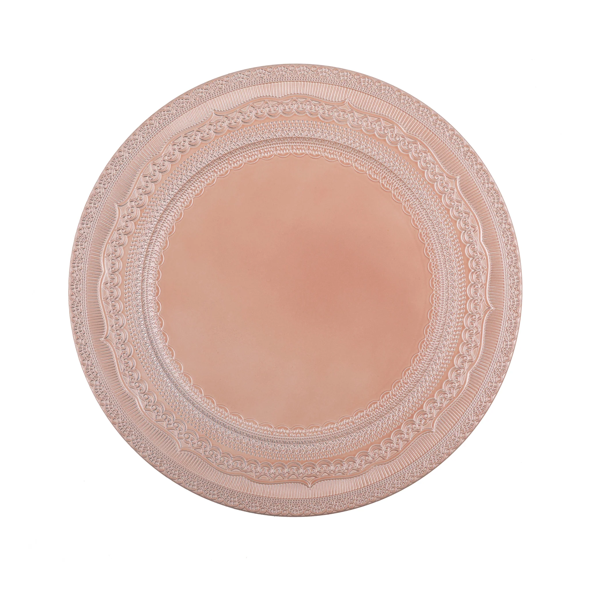 Lace Embossed  Acrylic Plastic Charger Plate - Blush