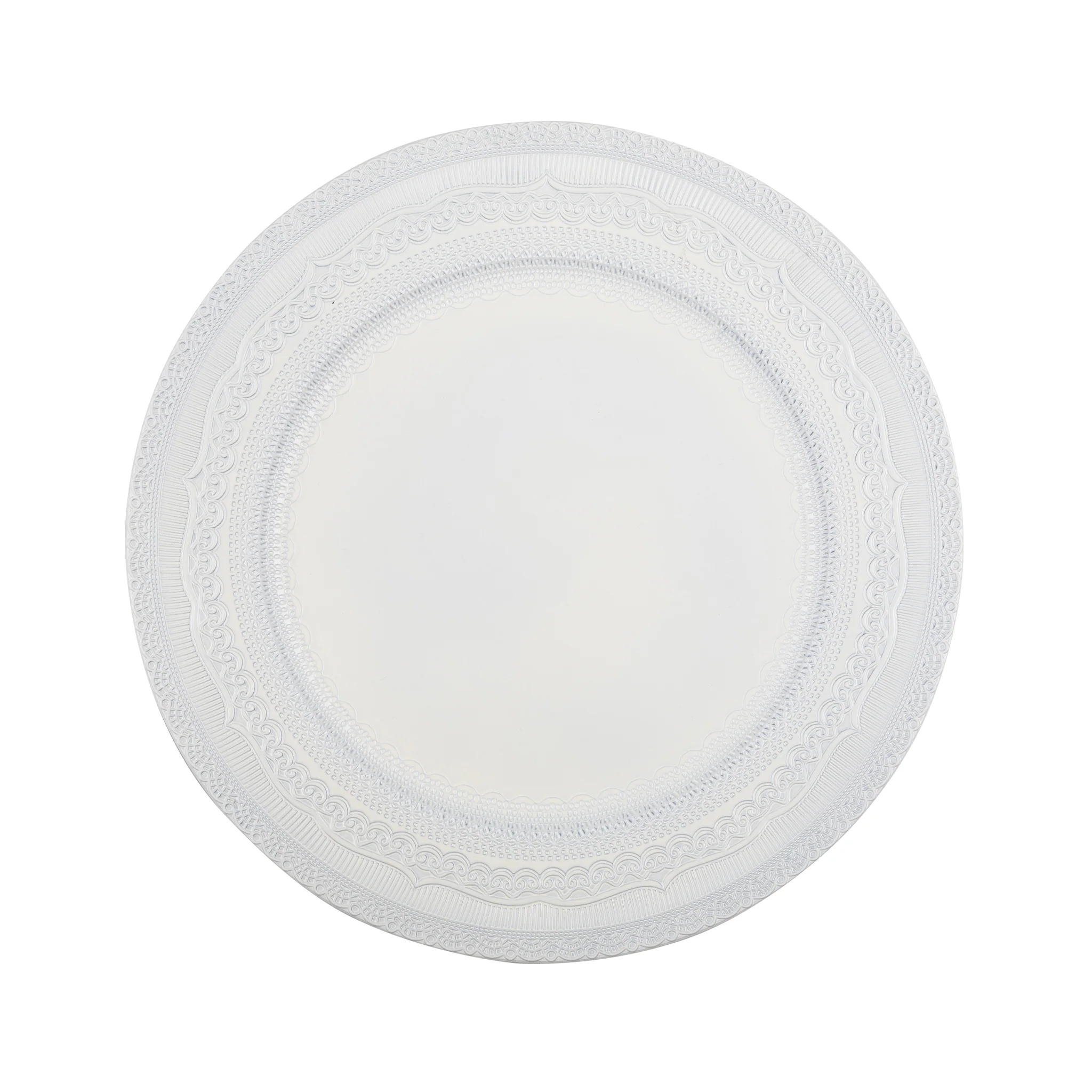 Lace Embossed  Acrylic Plastic Charger Plate - Ivory