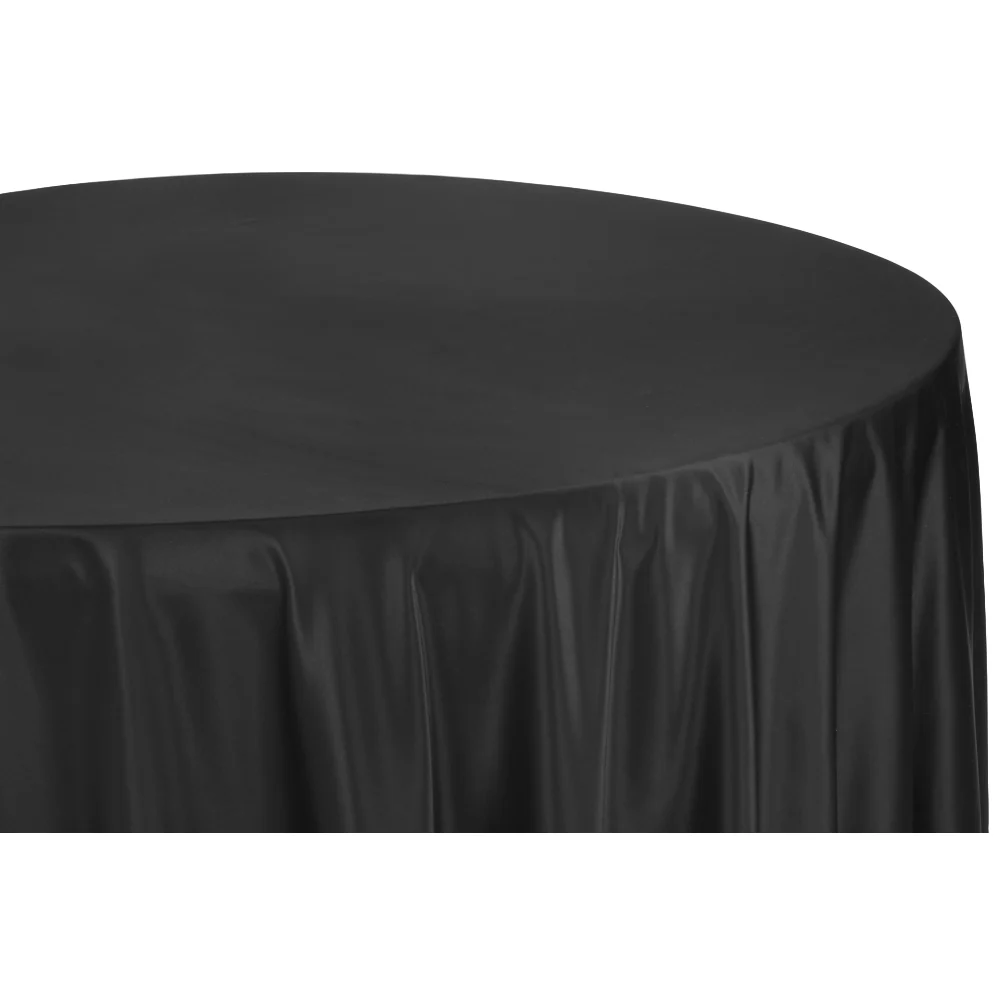 Lamour Satin 120" Round Tablecloth - Black - Image 2