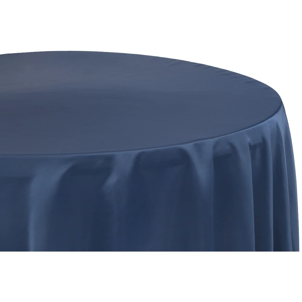 Lamour Satin 120" Round Tablecloth - Navy Blue - Image 4