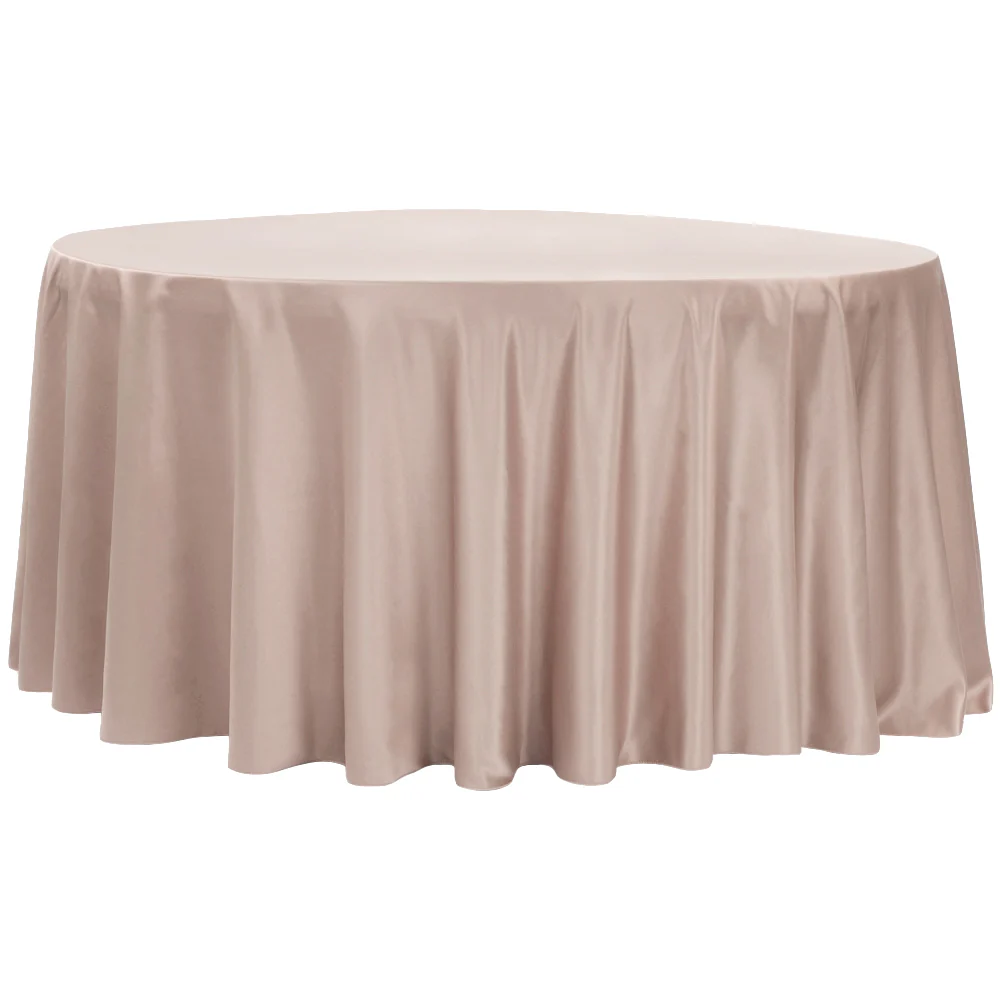 Lamour Satin 120" Round Tablecloth - Taupe