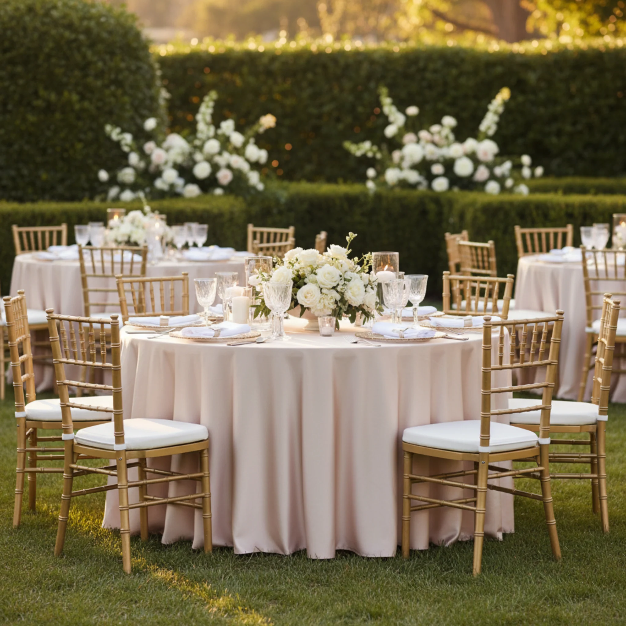 Lamour Satin 132" Round Tablecloth - Blush/Rose Gold - Image 3