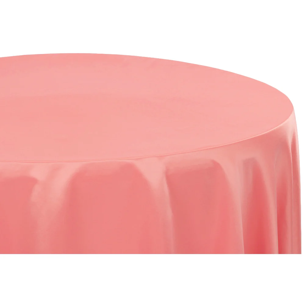 Lamour Satin 132" Round Tablecloth - Coral - Image 2