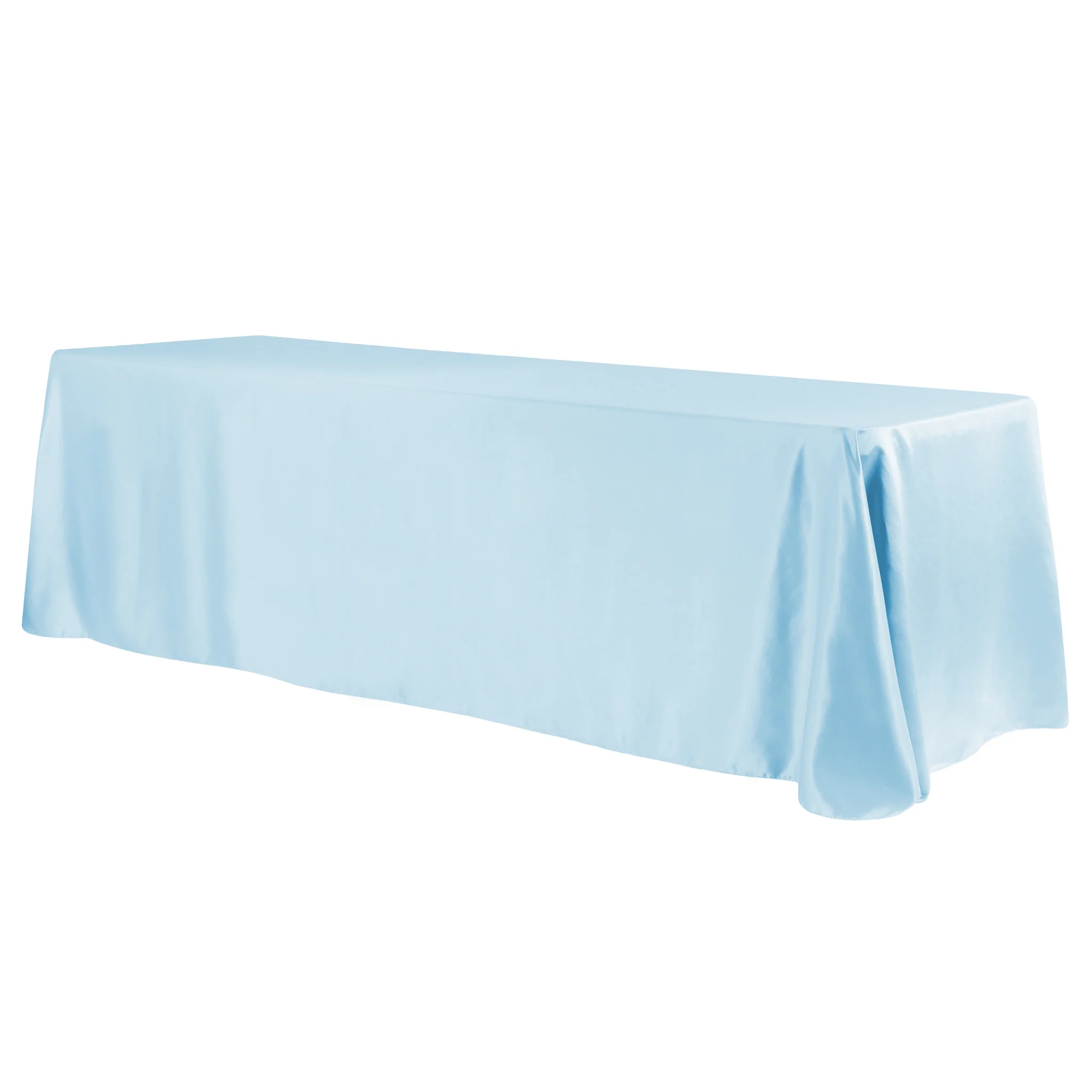 Lamour Satin 90"x132" Rectangular Oblong Tablecloth - Baby Blue