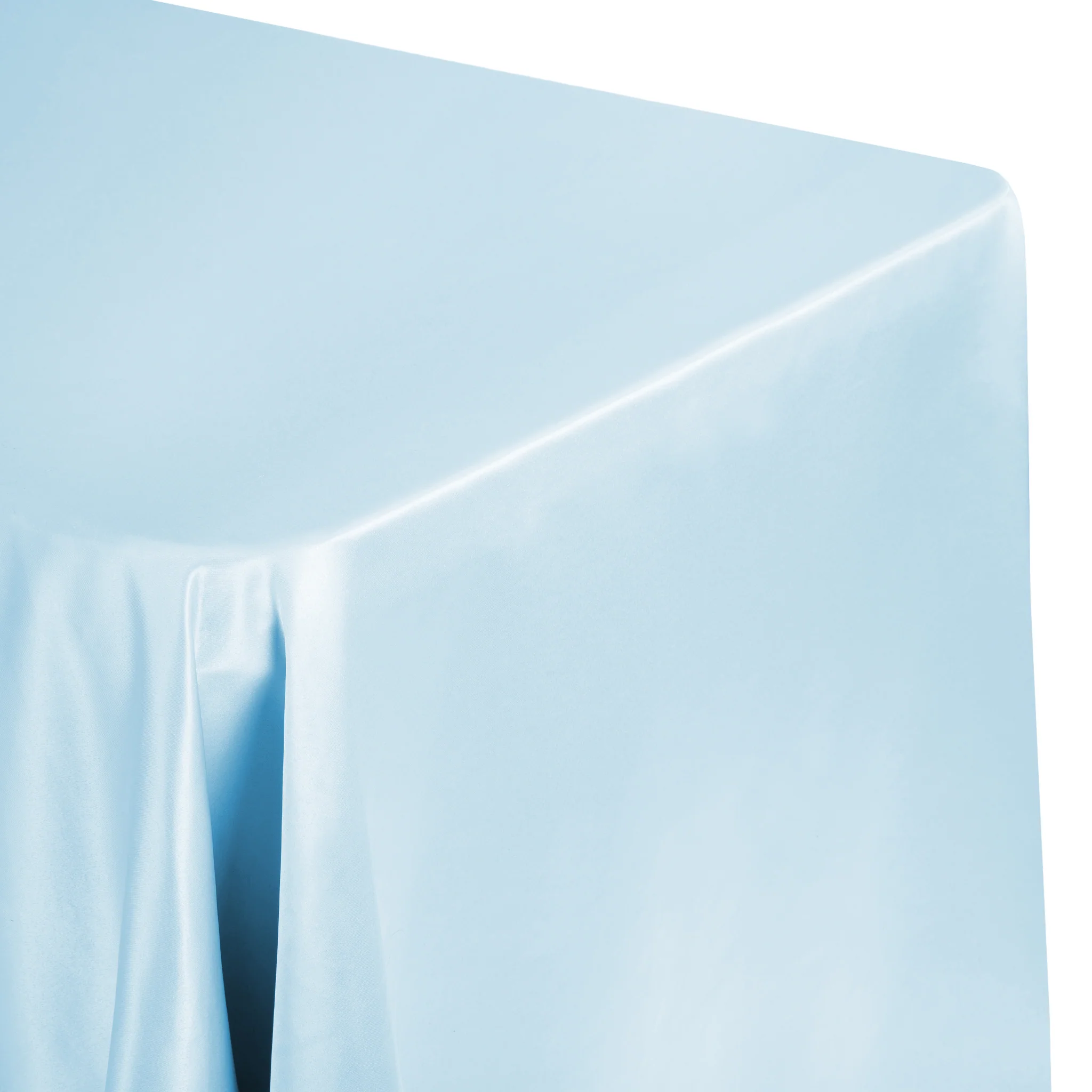 Lamour Satin 90"x132" Rectangular Oblong Tablecloth - Baby Blue - Image 2