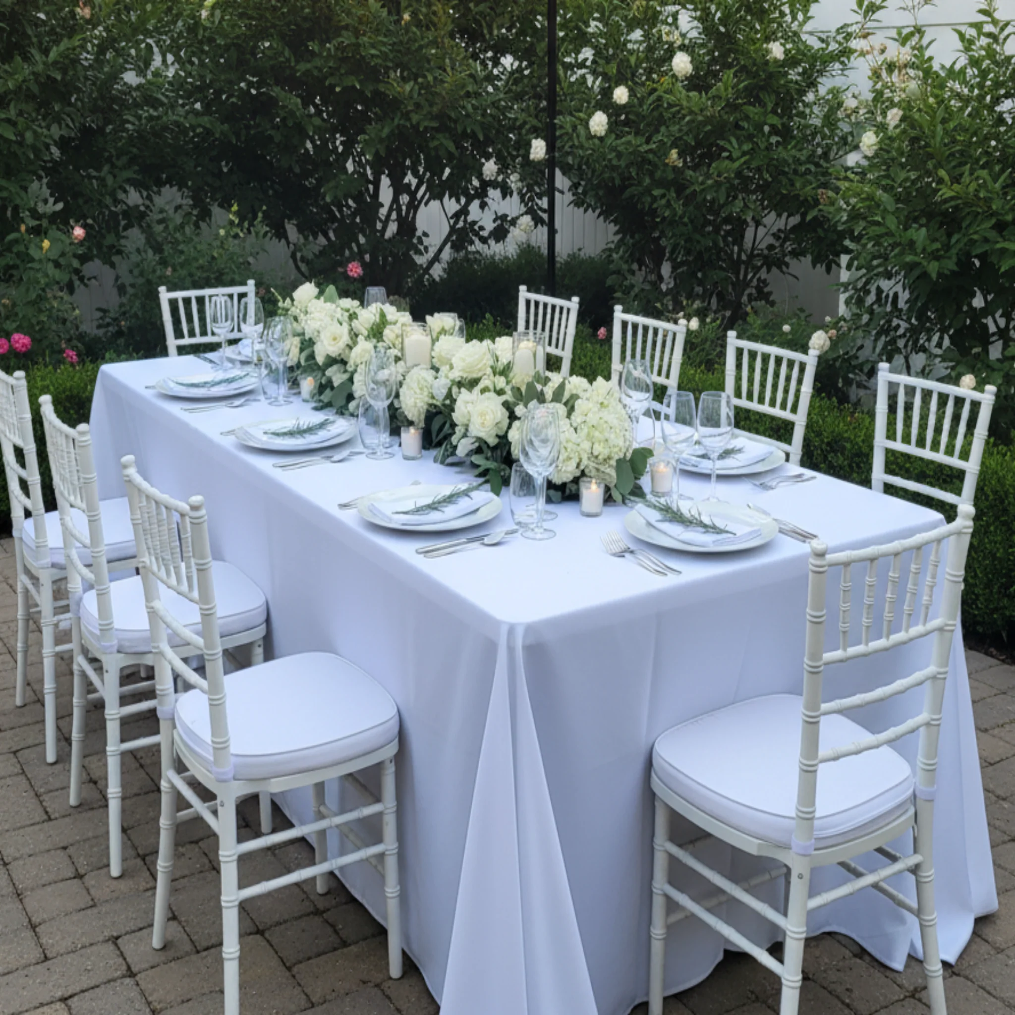 Lamour Satin 90"x132" Rectangular Oblong Tablecloth - White - Image 2