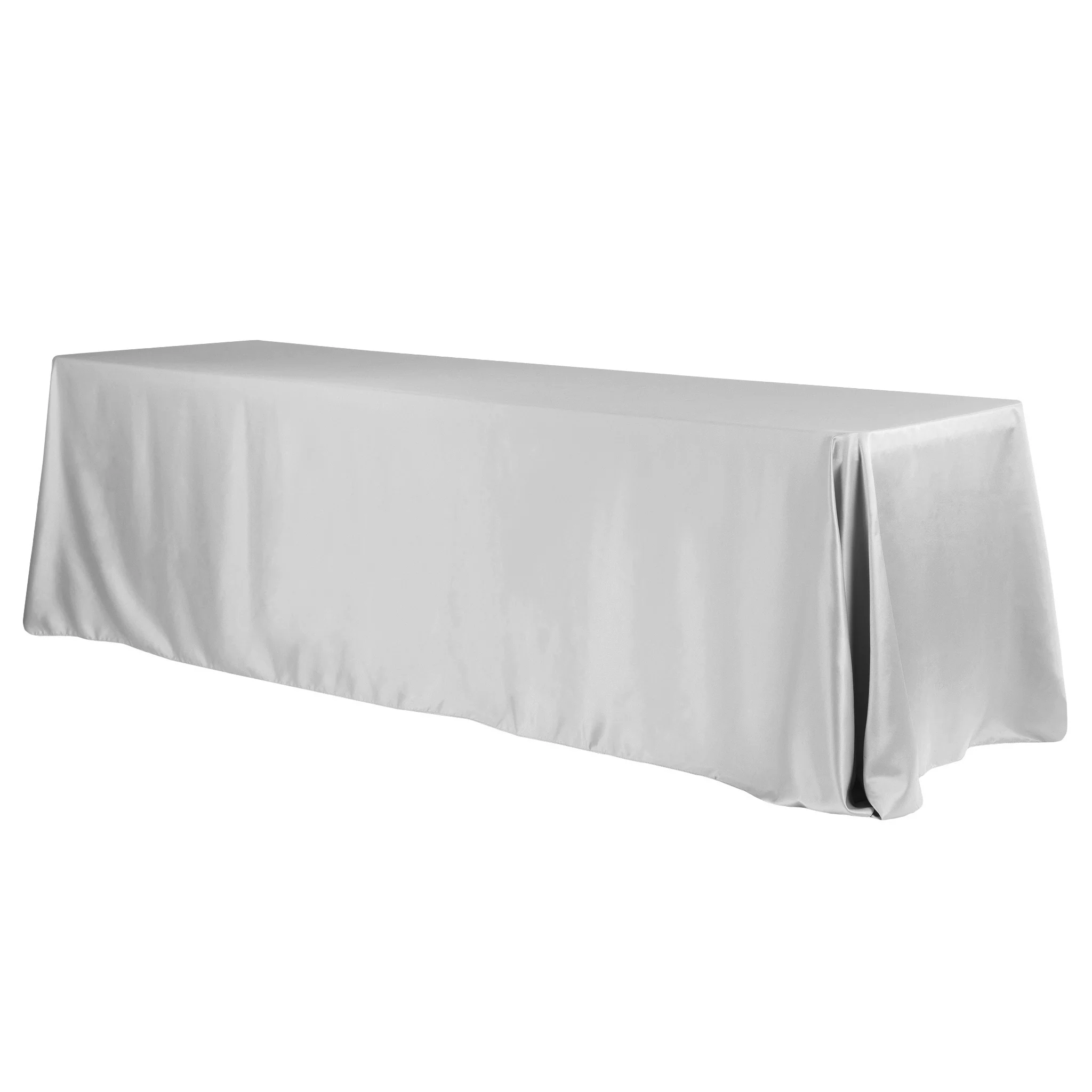 Lamour Satin 90"x156" Rectangular Oblong Tablecloth - Gray/Silver