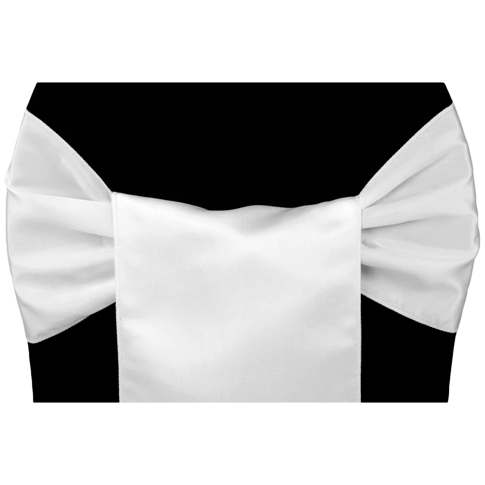 Lamour Satin Chair Sash - White