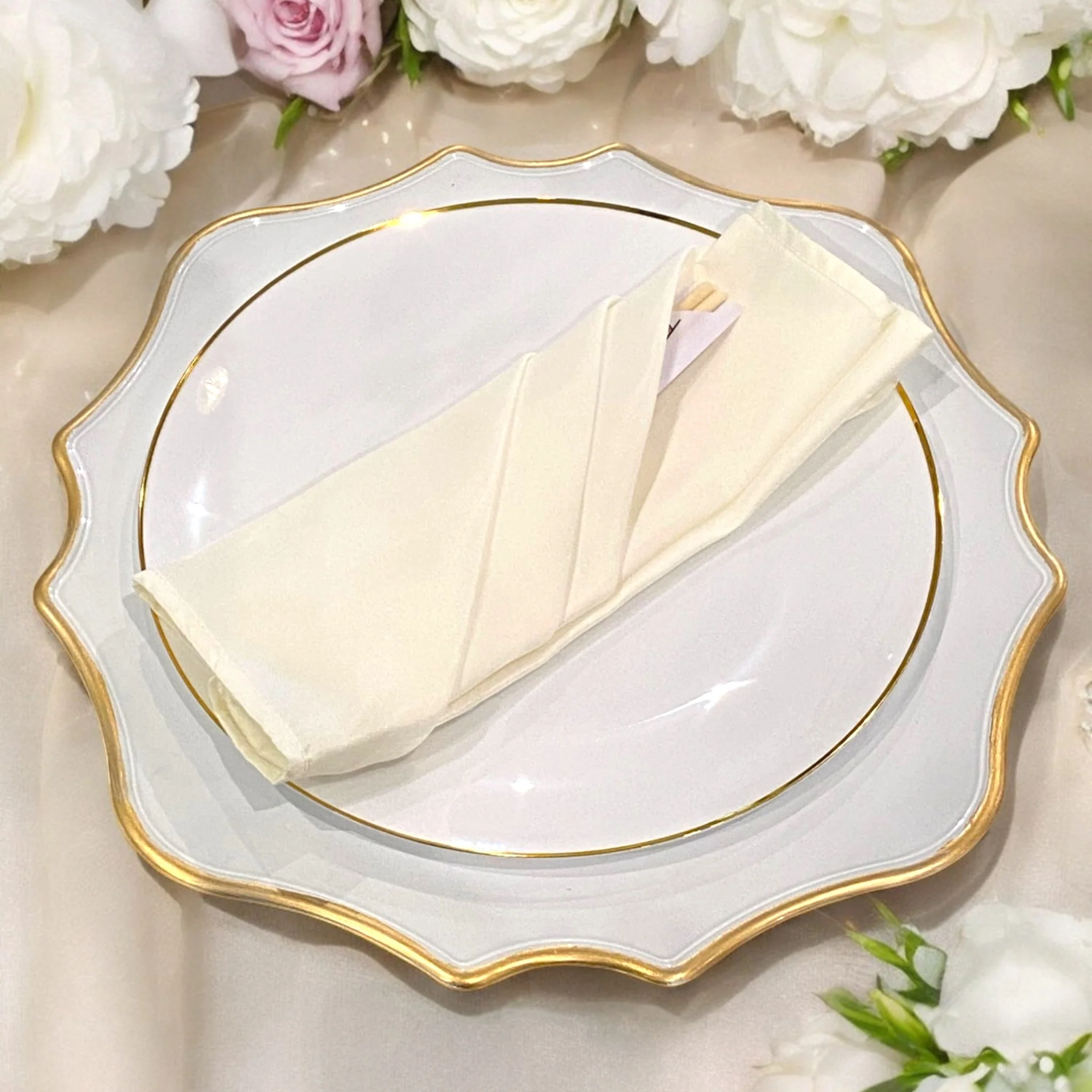 Lamour Satin Napkin 20"x20" - Ivory - Image 3