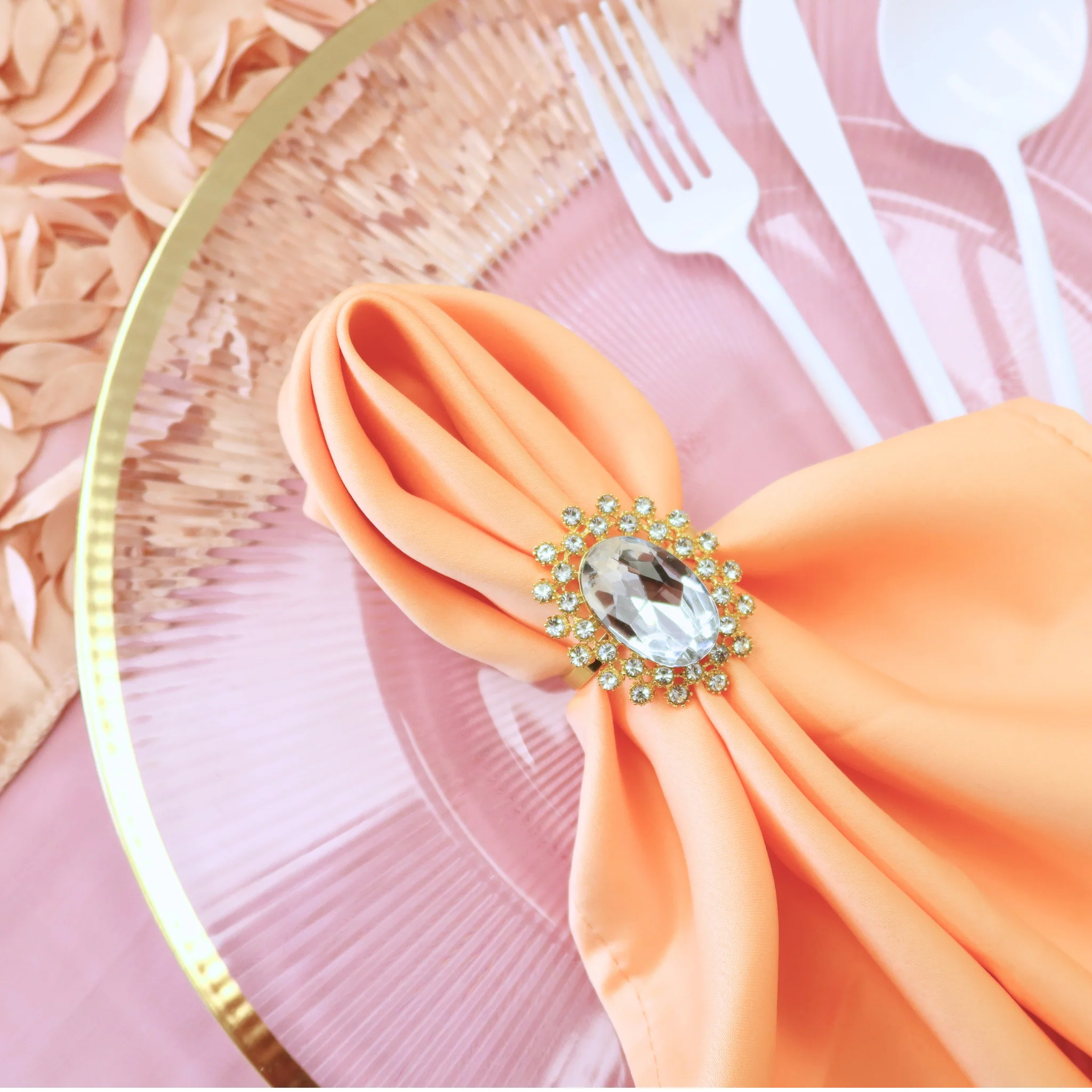 Lamour Satin Napkin 20"x20" - Peach - Image 5
