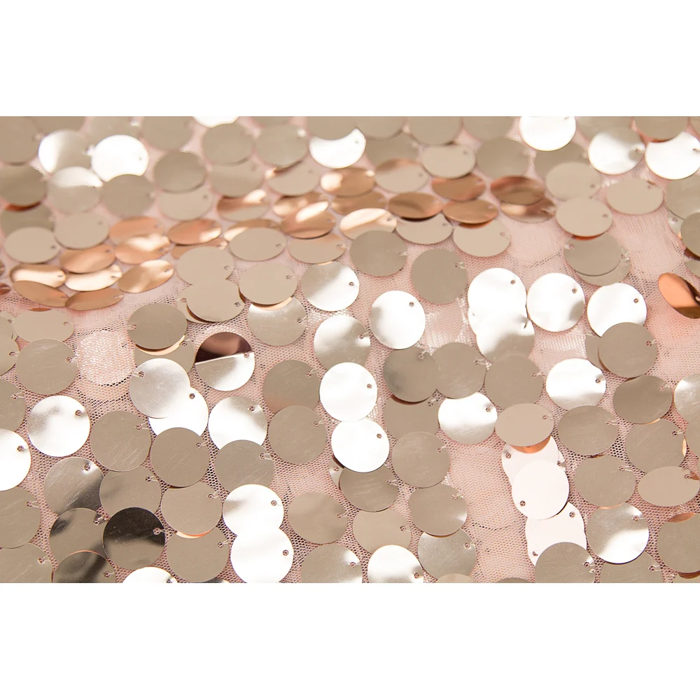 Large Payette Sequin 132" Round Tablecloth - Blush/Rose Gold - Image 3