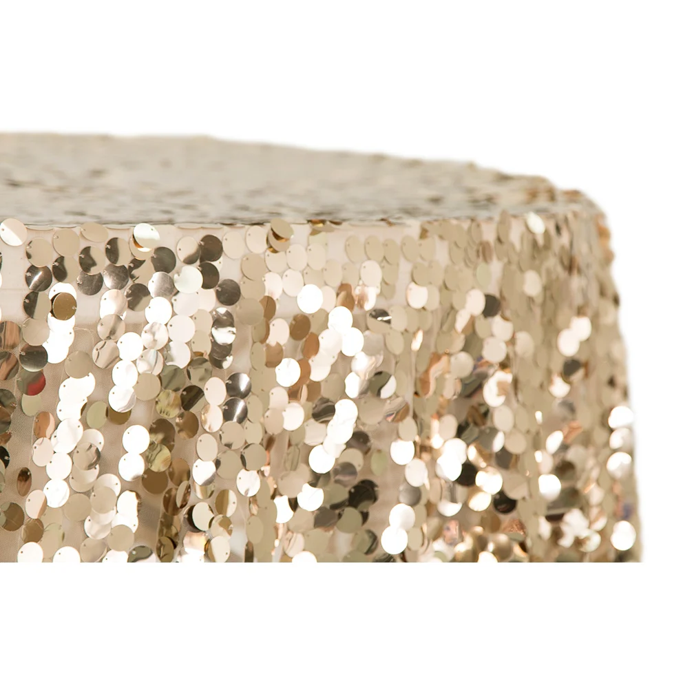 Large Payette Sequin Round 120" Tablecloth - Champagne - Image 2