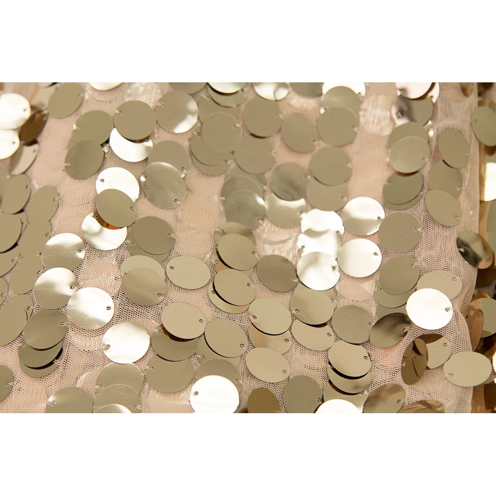 Large Payette Sequin Round 120" Tablecloth - Champagne - Image 3