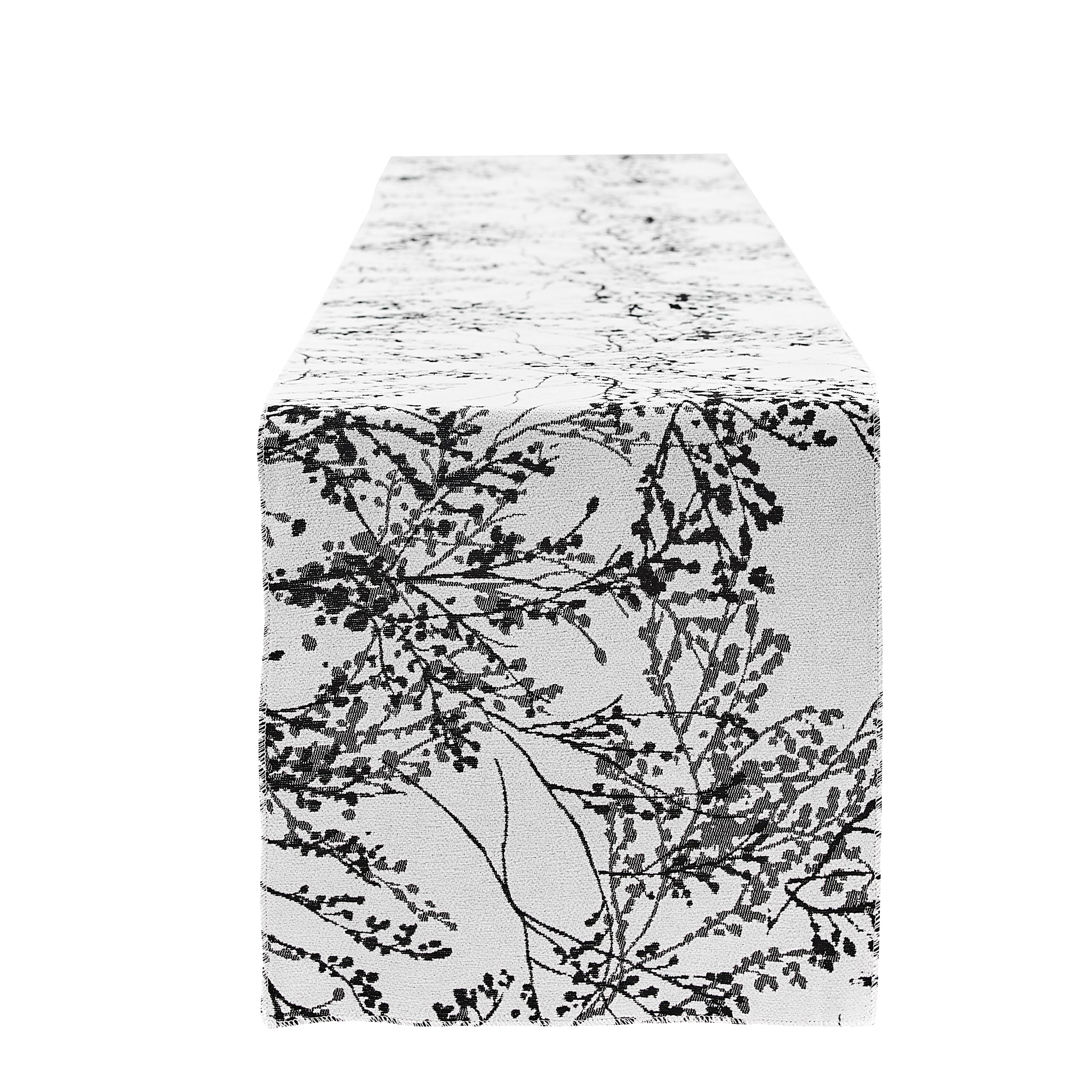 Leaf Branch Reversible Jacquard Table Runner - Black - Image 3