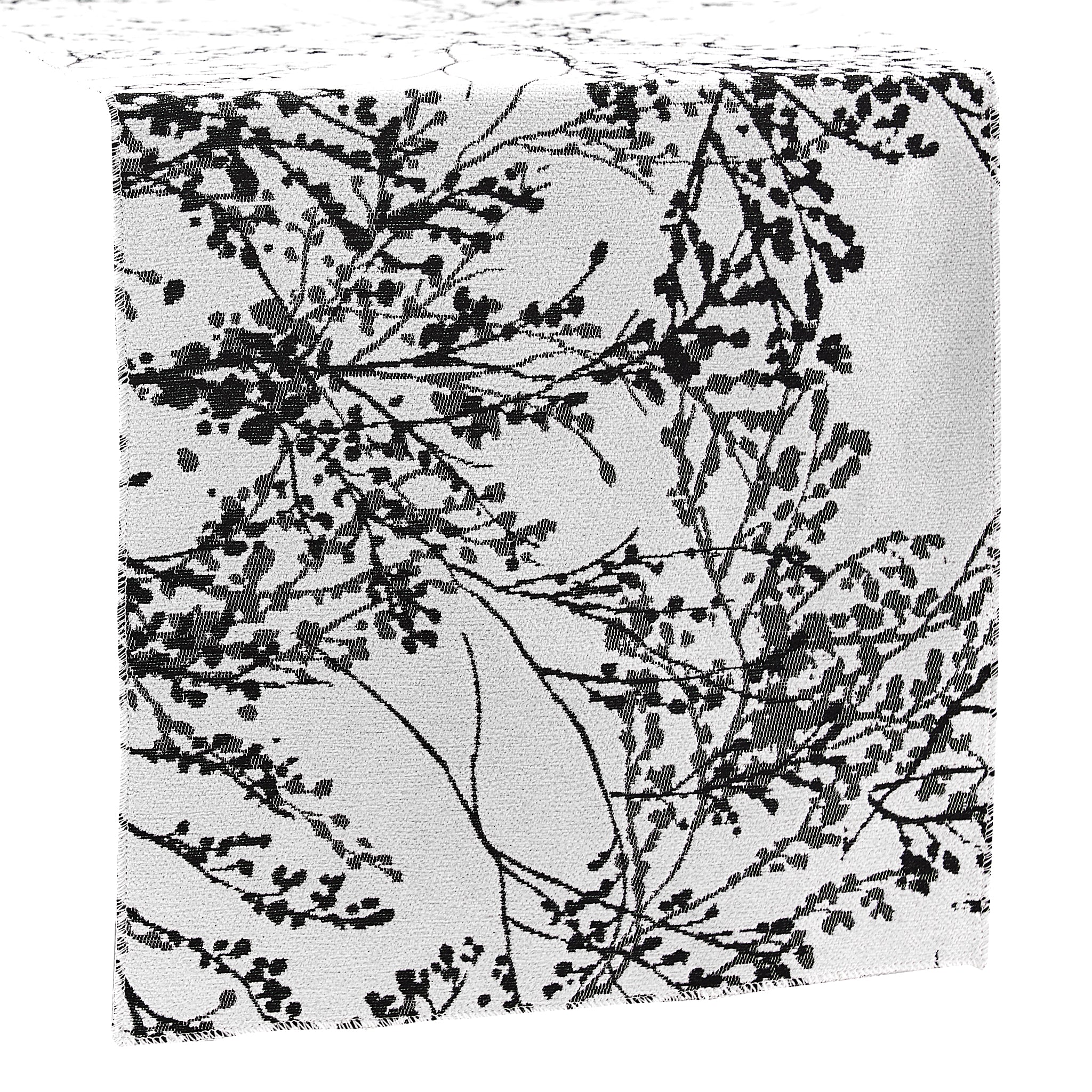 Leaf Branch Reversible Jacquard Table Runner - Black - Image 4