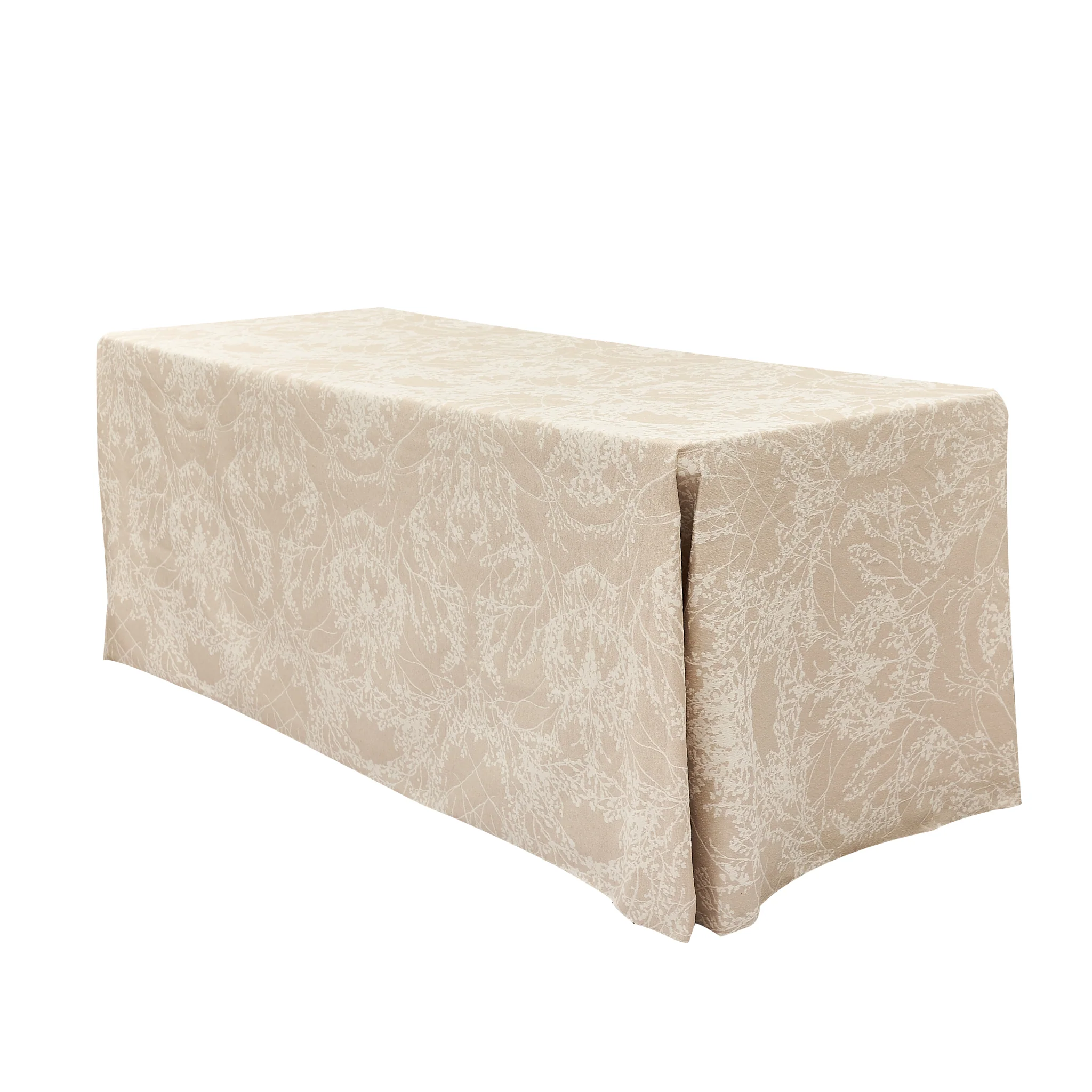 Leaf Branch Reversible Jacquard Tablecloth 90"x132" Rectangle  - Champagne - Image 3
