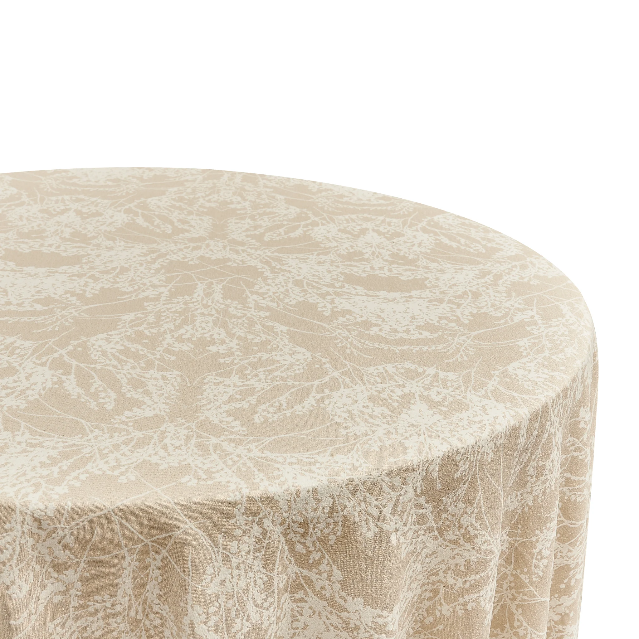 Leaf Branch Reversible Jacquard Tablecloth 120" Round - Champagne - Image 2