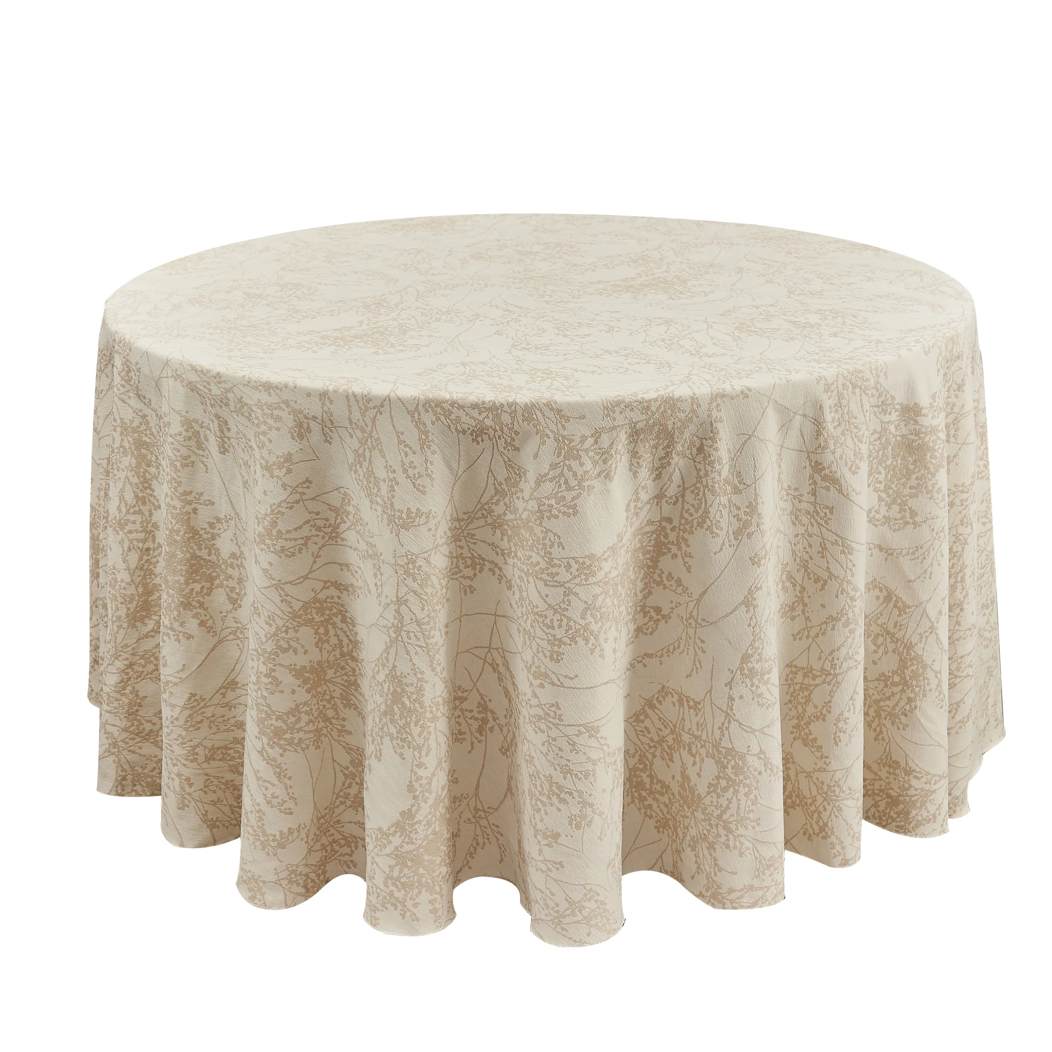 Leaf Branch Reversible Jacquard Tablecloth 120" Round - Champagne - Image 3