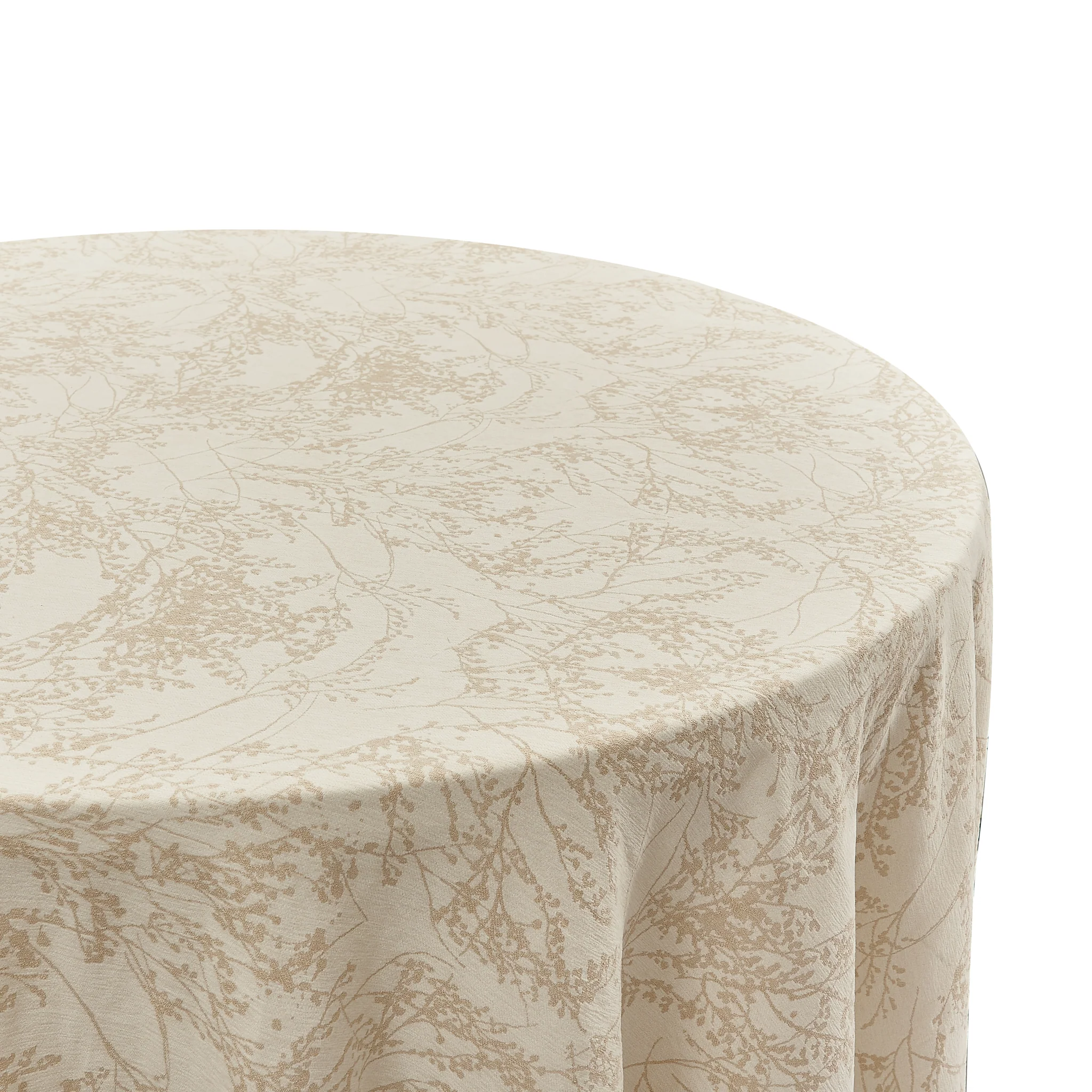 Leaf Branch Reversible Jacquard Tablecloth 120" Round - Champagne - Image 4