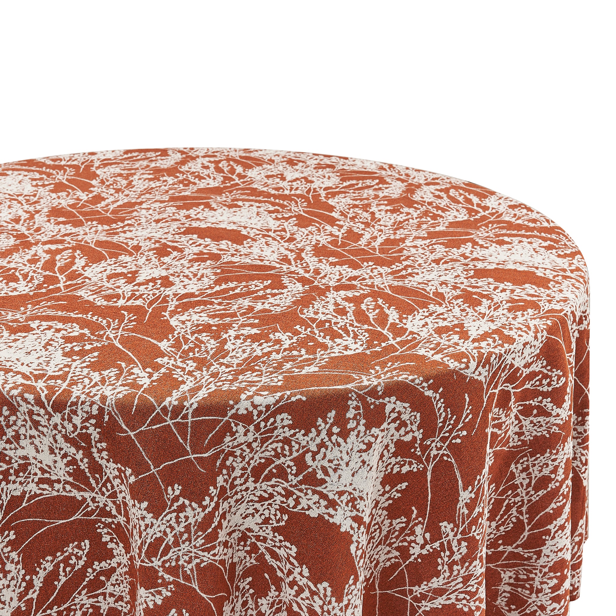 Leaf Branch Reversible Jacquard Tablecloth 120" Round - Rust - Image 3