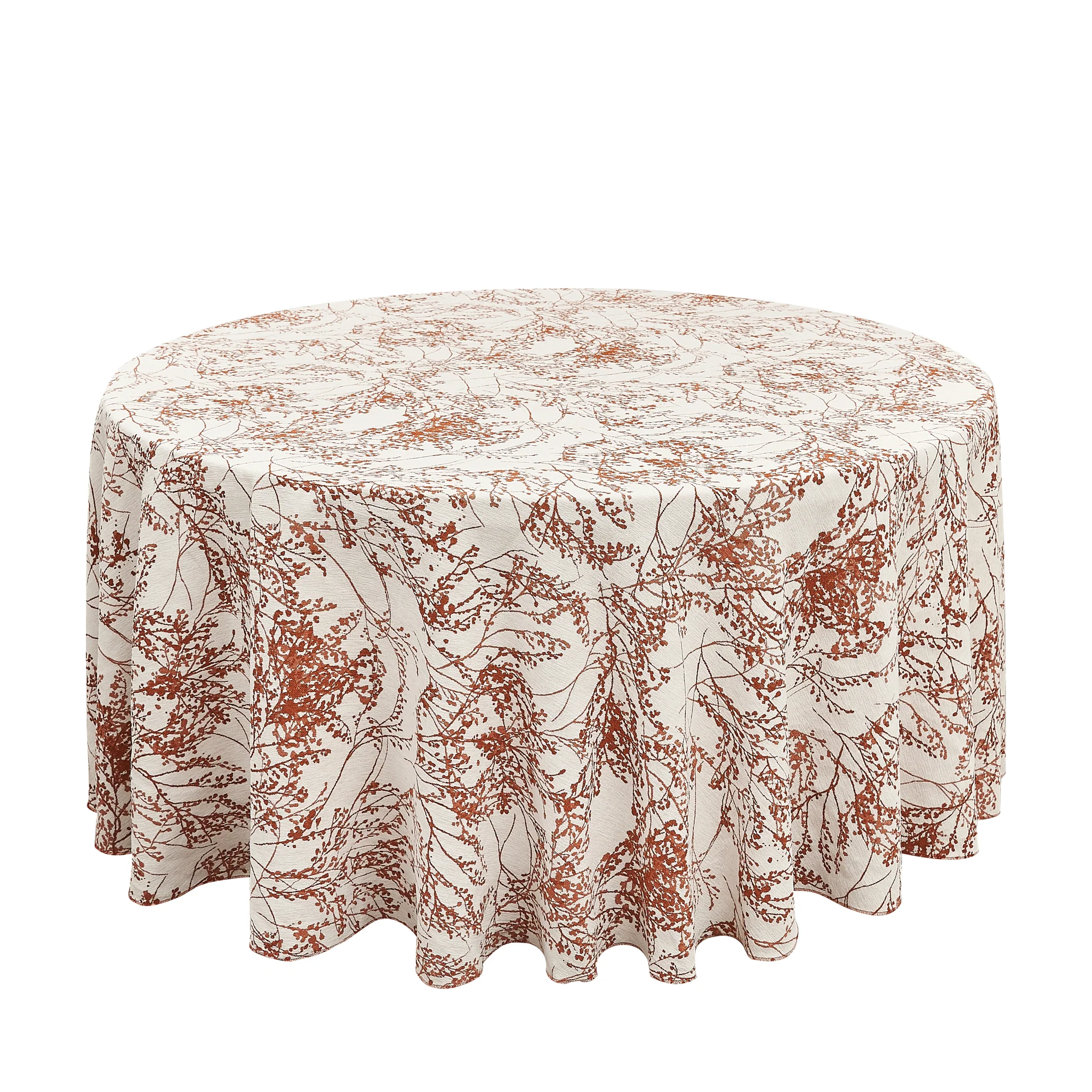 Leaf Branch Reversible Jacquard Tablecloth 120" Round - Rust - Image 5