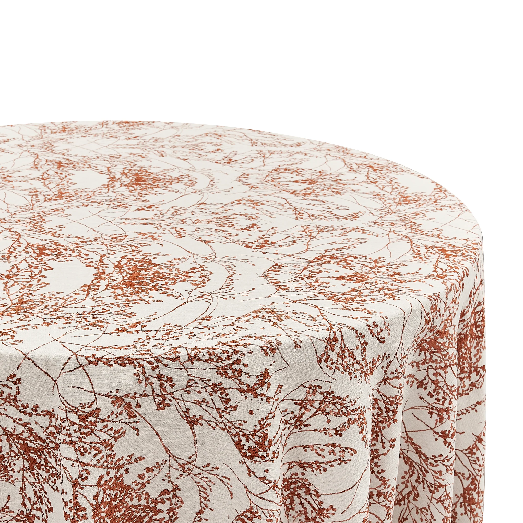 Leaf Branch Reversible Jacquard Tablecloth 120" Round - Rust - Image 6