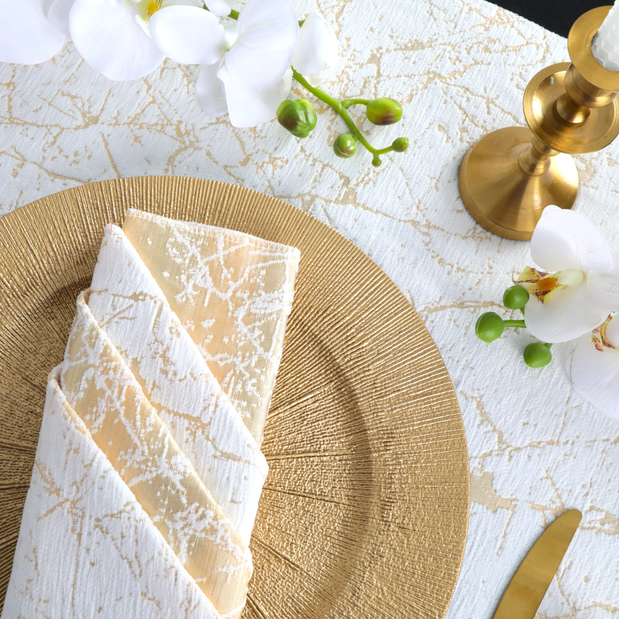 5 pcs/pk Marble Reversible Jacquard Napkin 20"x20" - Gold - Image 5