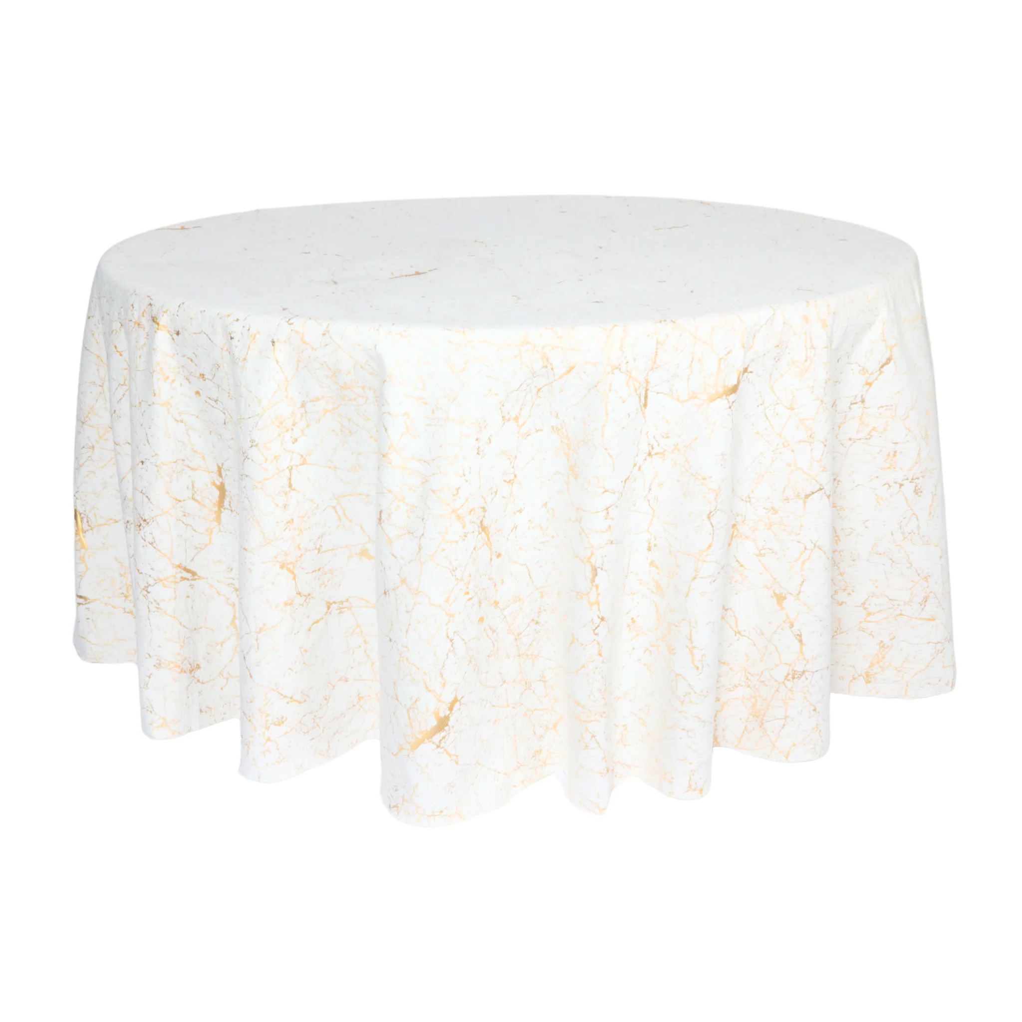 Marble Reversible Jacquard Tablecloth 120" Round - Gold