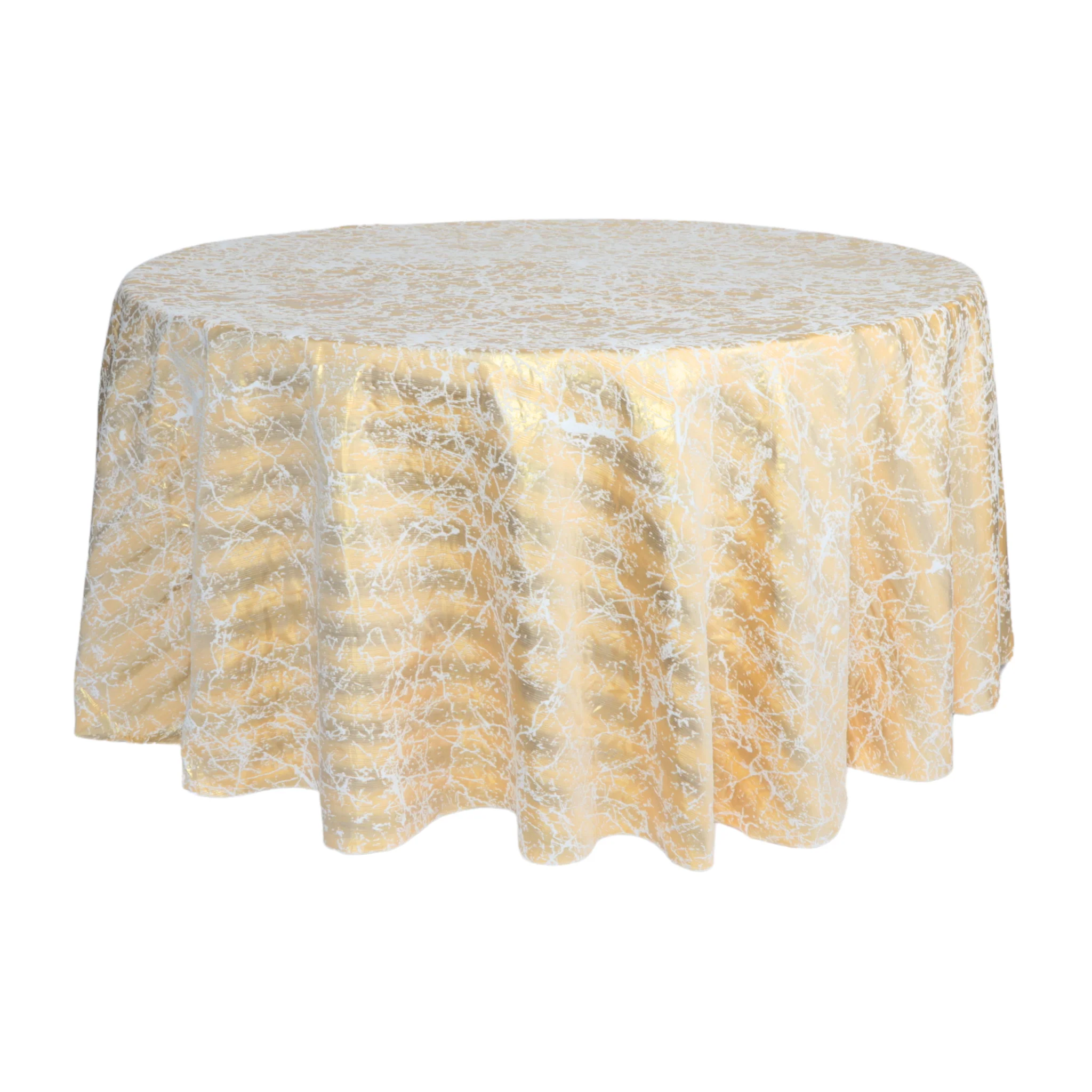 Marble Reversible Jacquard Tablecloth 120" Round - Gold - Image 5