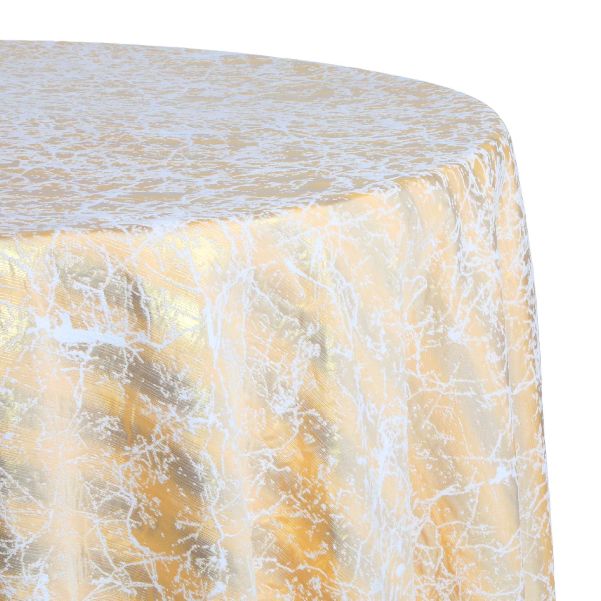 Marble Reversible Jacquard Tablecloth 120" Round - Gold - Image 8
