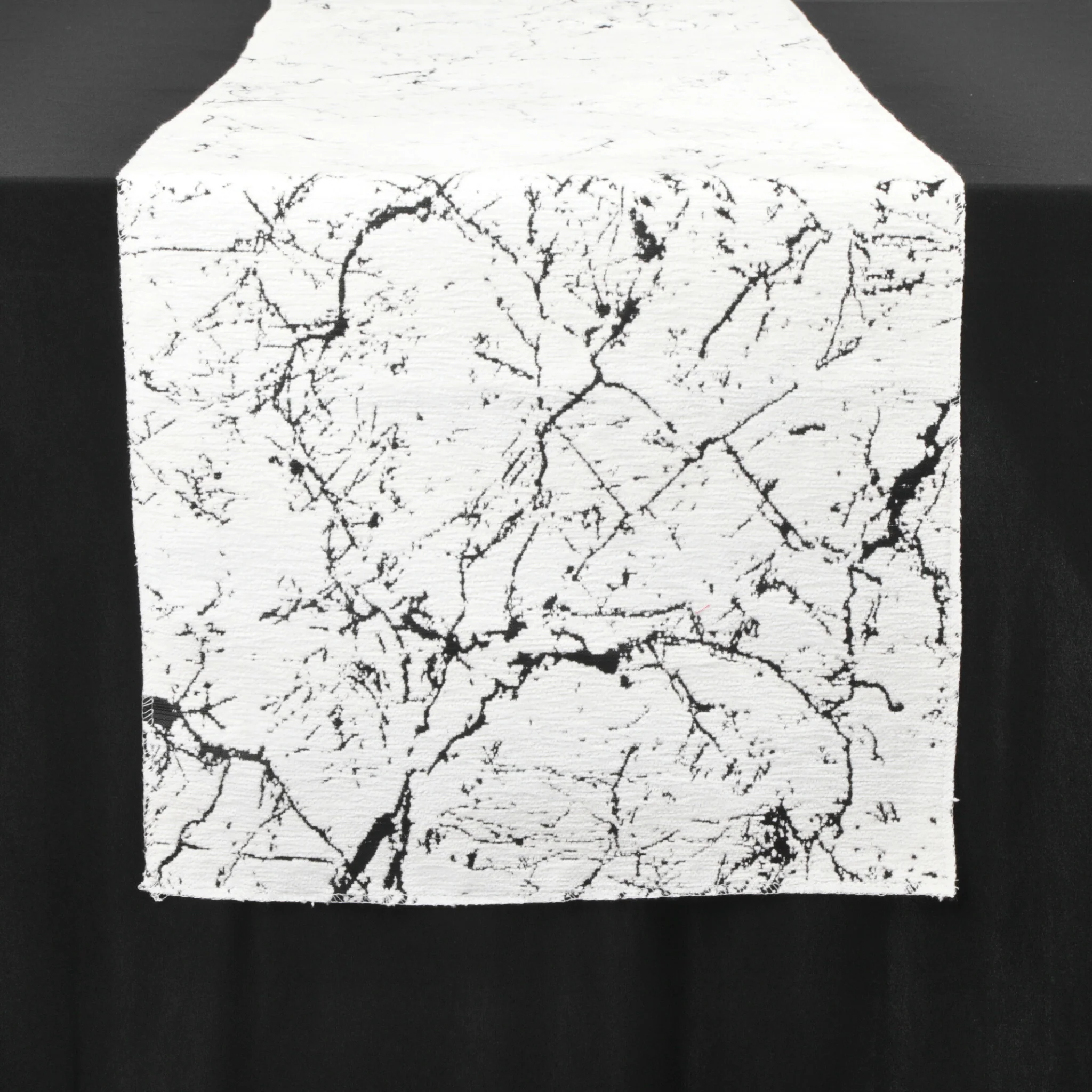 Marble Reversible Jacquard Table Runner - Black - Image 7
