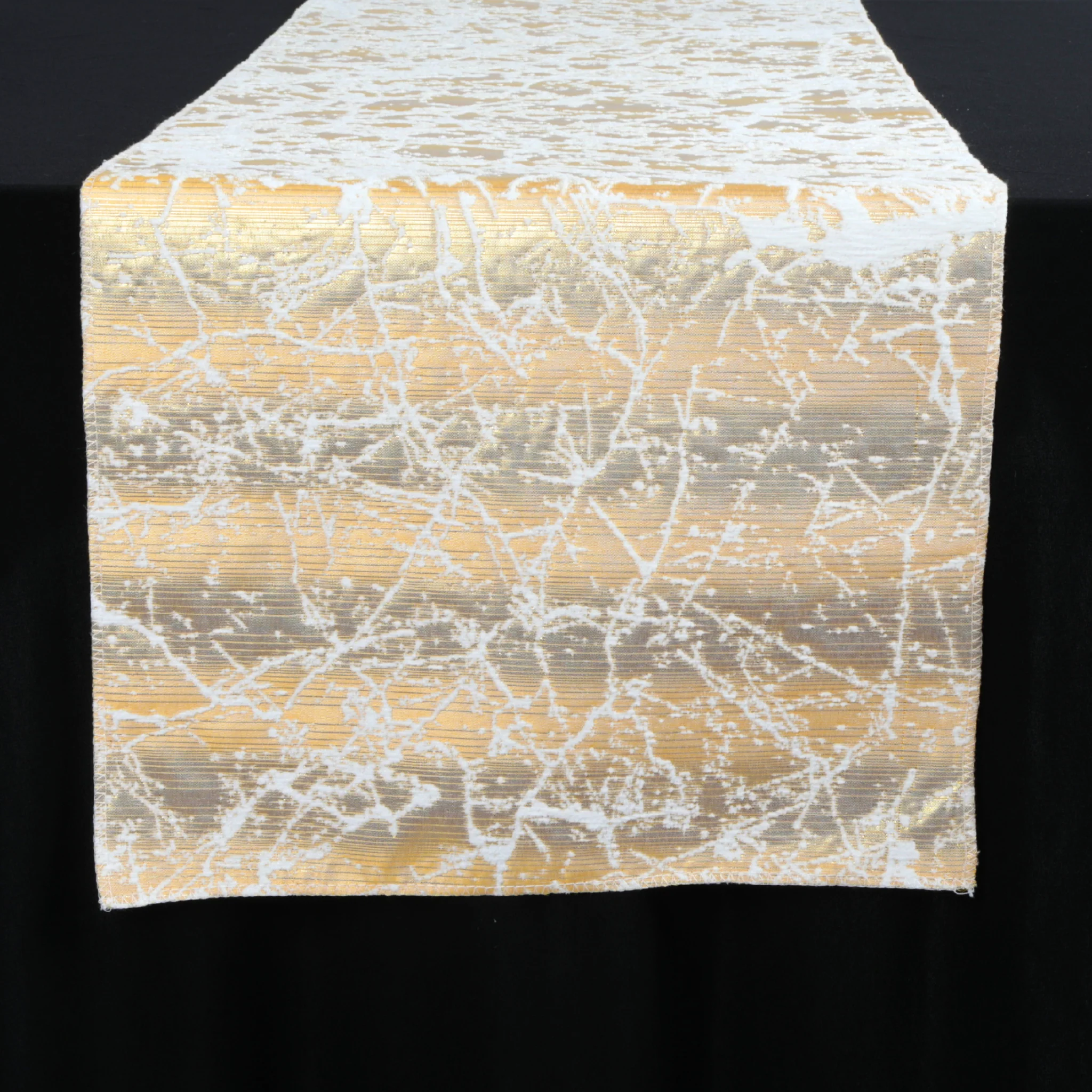 Marble Reversible Jacquard Table Runner - Gold - Image 5