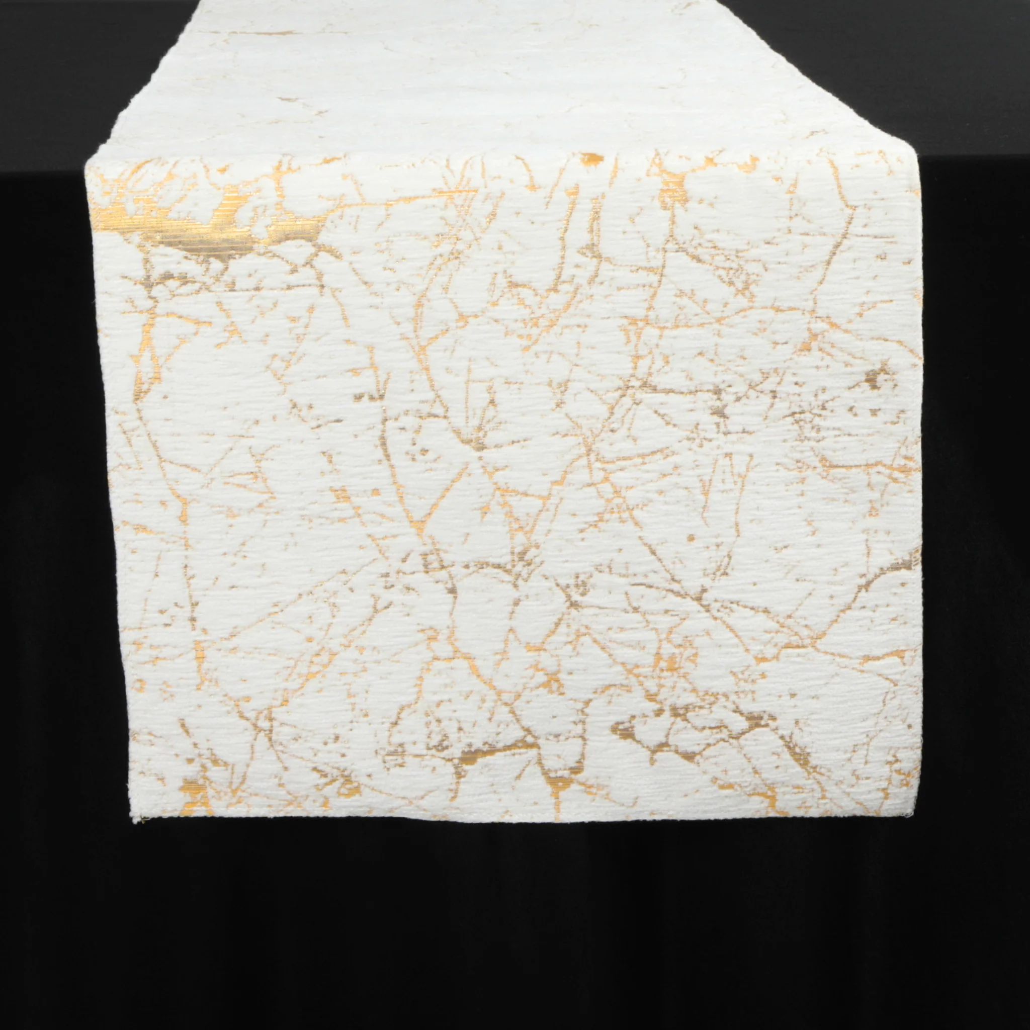 Marble Reversible Jacquard Table Runner - Gold - Image 7