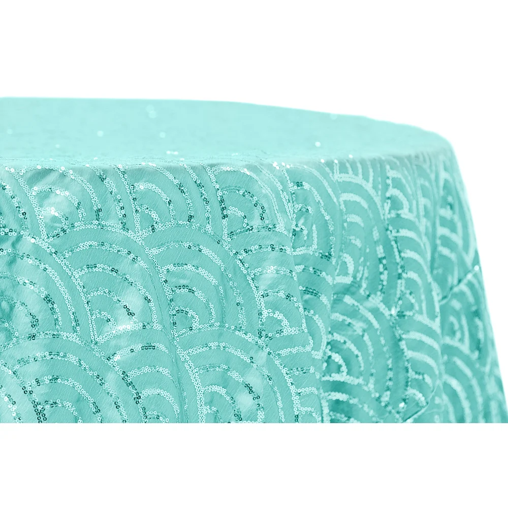 Mermaid Scale Sequin 120" Round Tablecloth - Turquoise - Image 2
