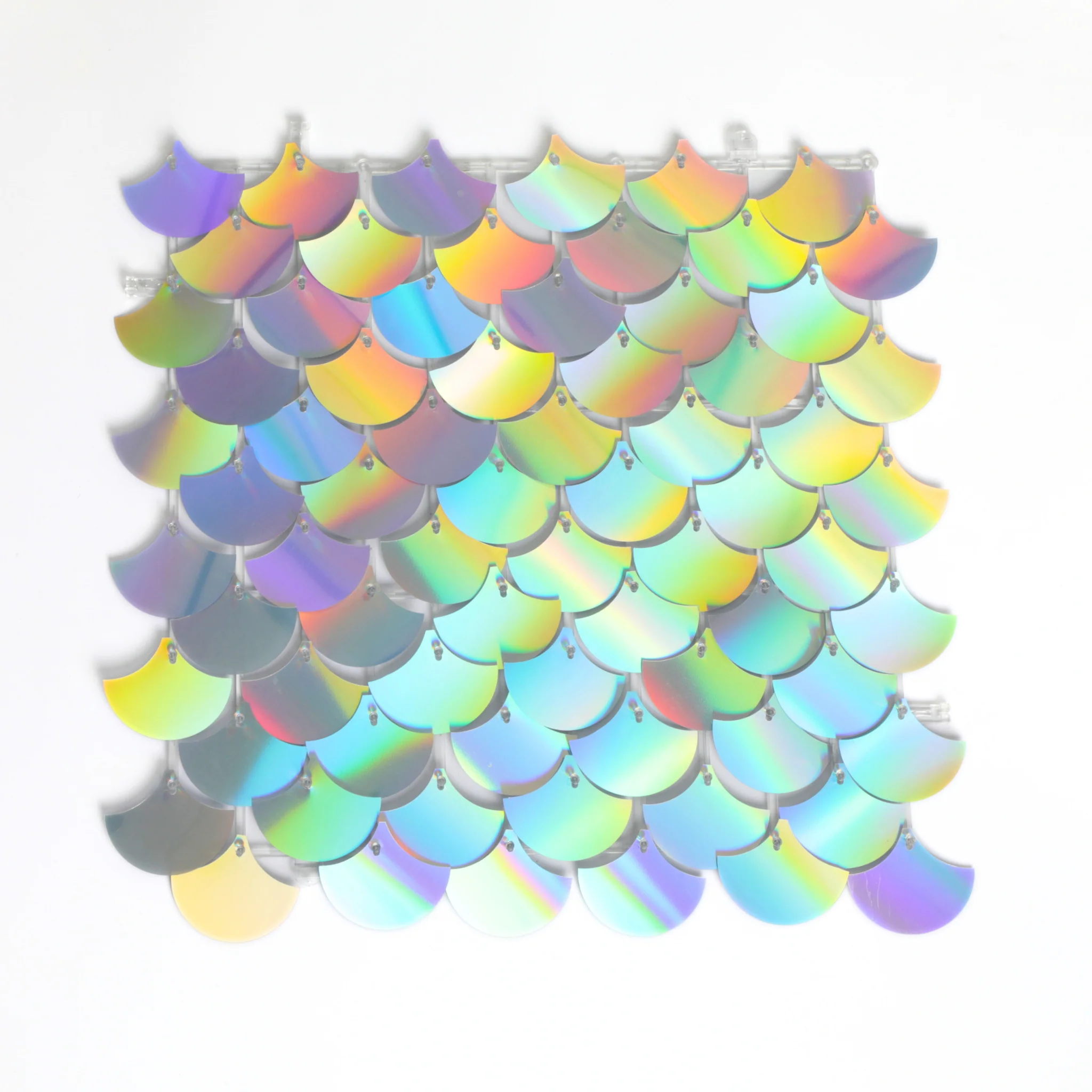 Mermaid Scale Sequin Wall Panel Backdrops (24 panels) - Iridescent Silver