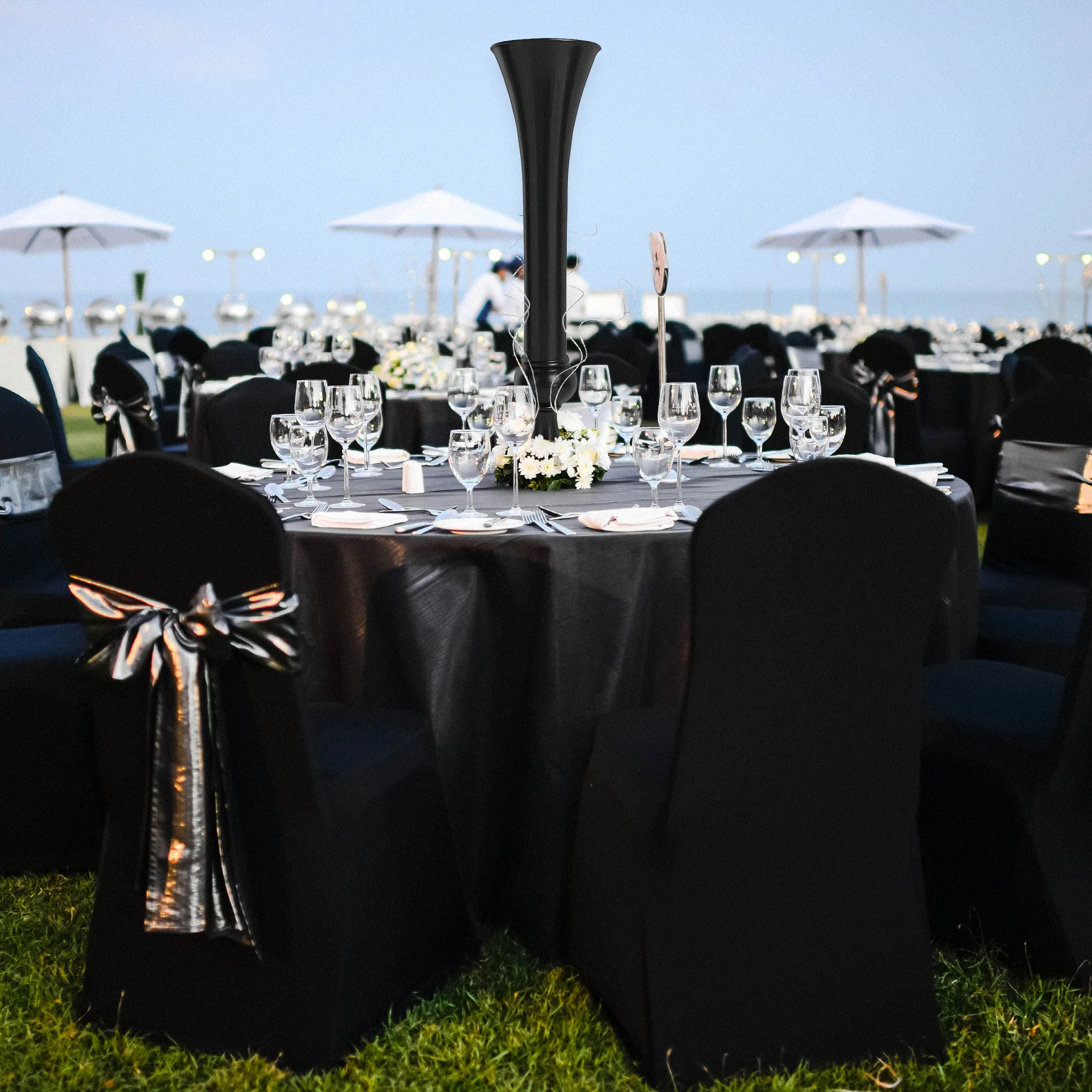 Set of 2 Metal Trumpet Centerpiece Vases - Black - Image 3