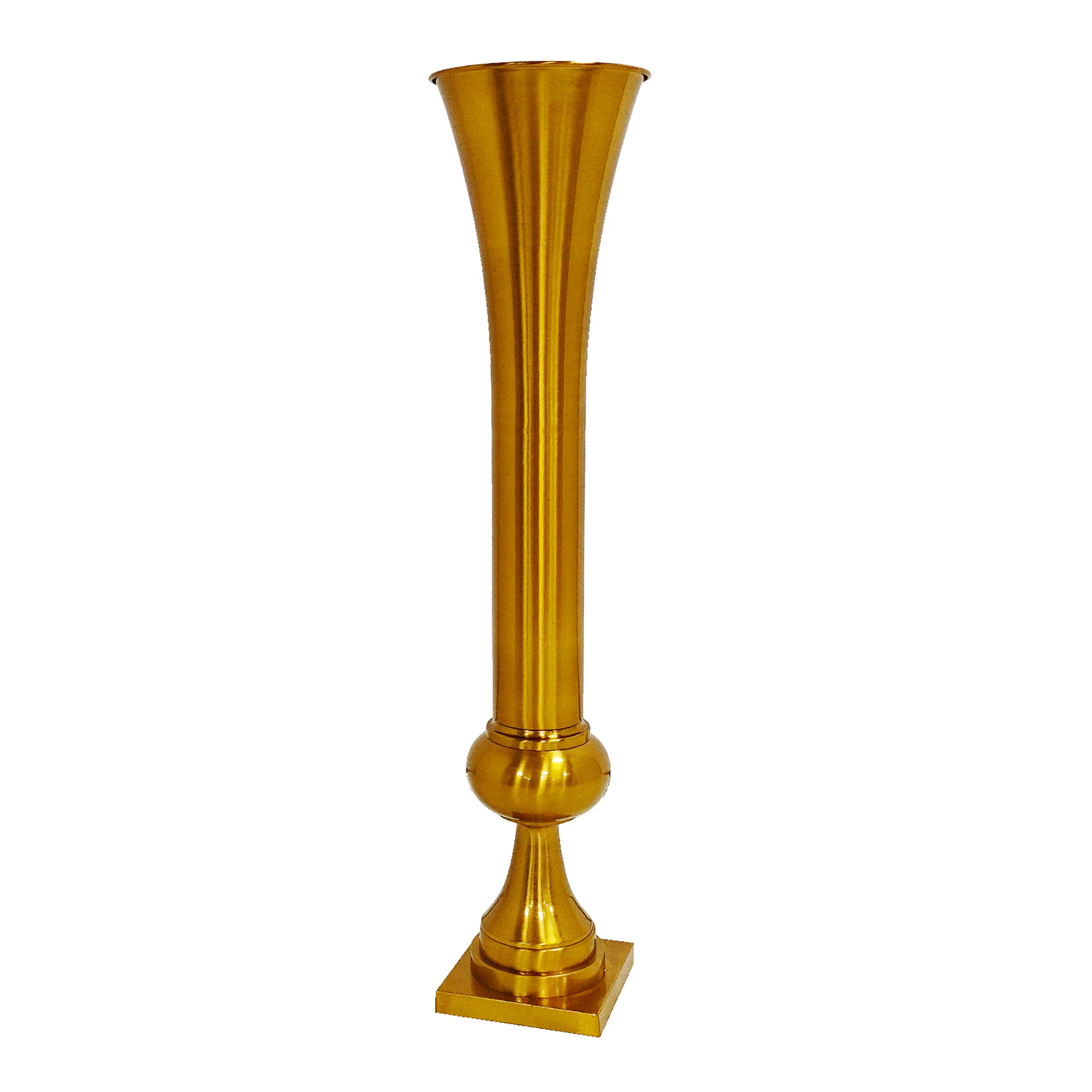 Set of 2 Metal Trumpet Centerpiece Vases - Gold - Image 5
