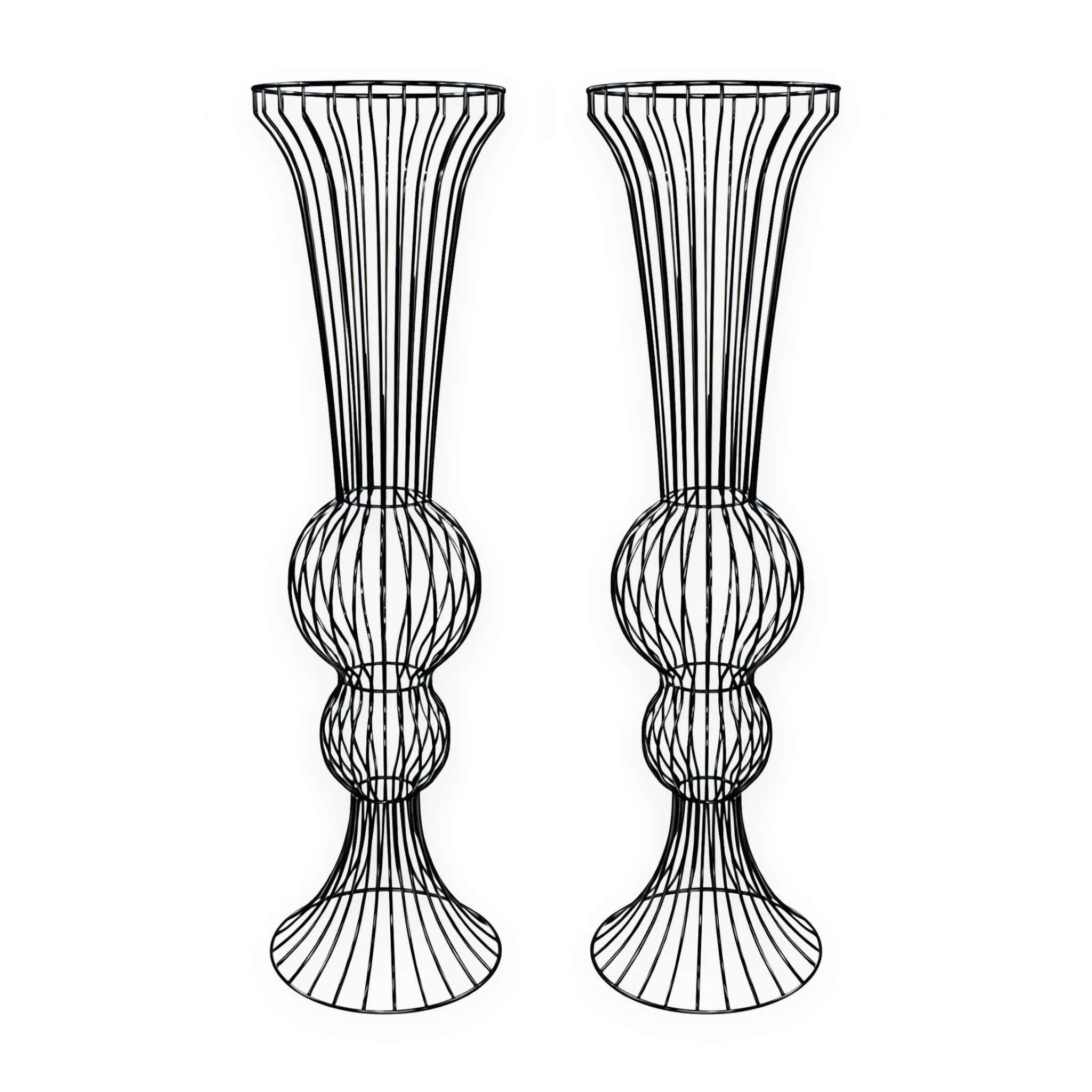2pcs/set Metal Wire Floral Stand Centerpiece - Black