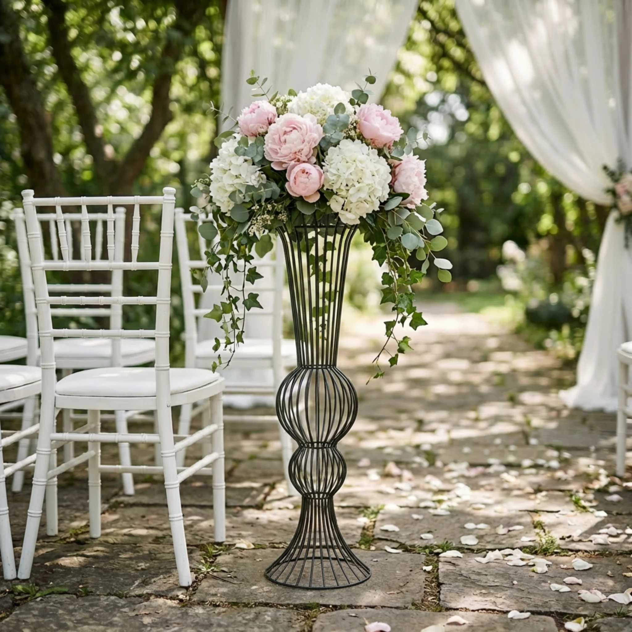 2pcs/set Metal Wire Floral Stand Centerpiece - Black - Image 7