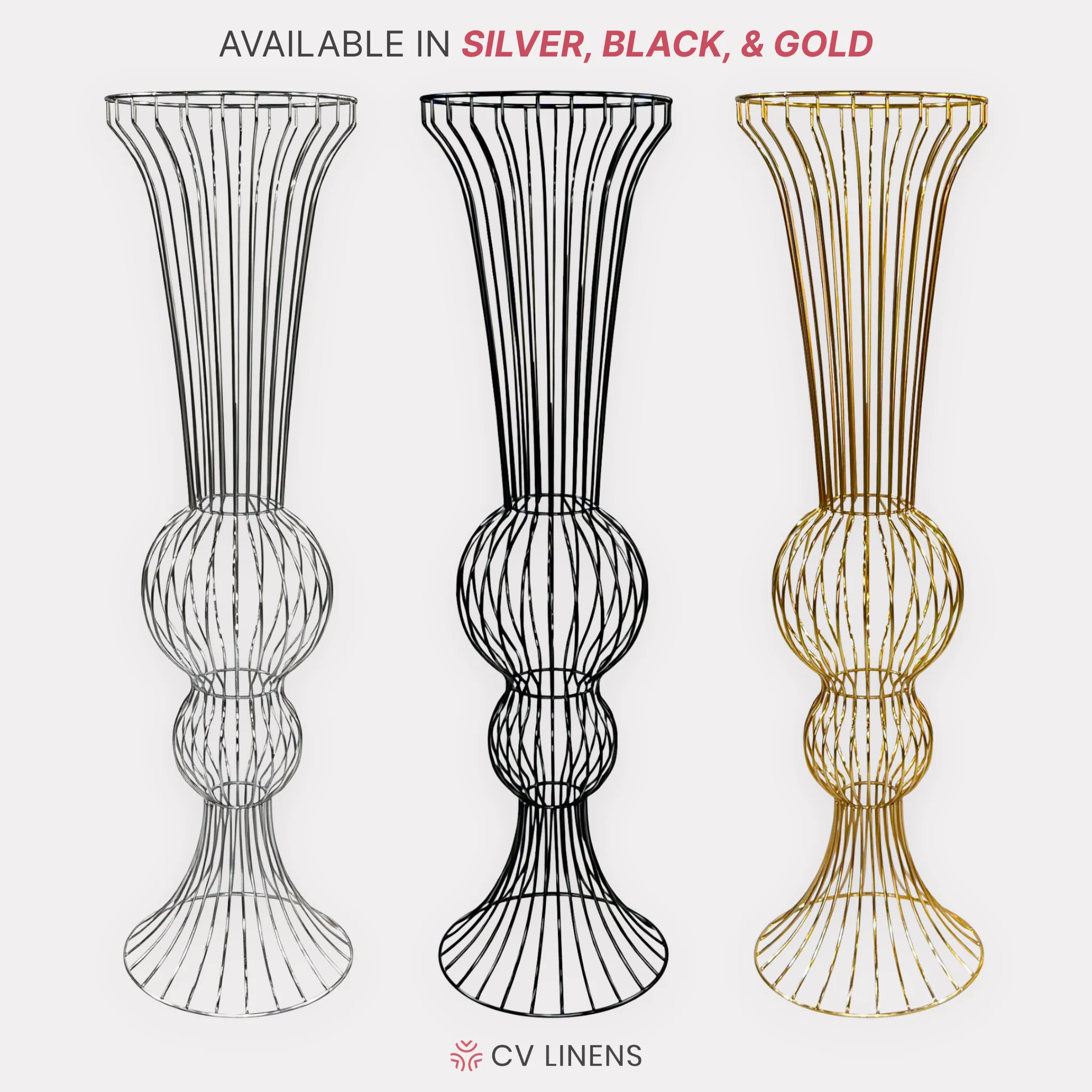 2pcs/set Metal Wire Floral Stand Centerpiece - Black - Image 10