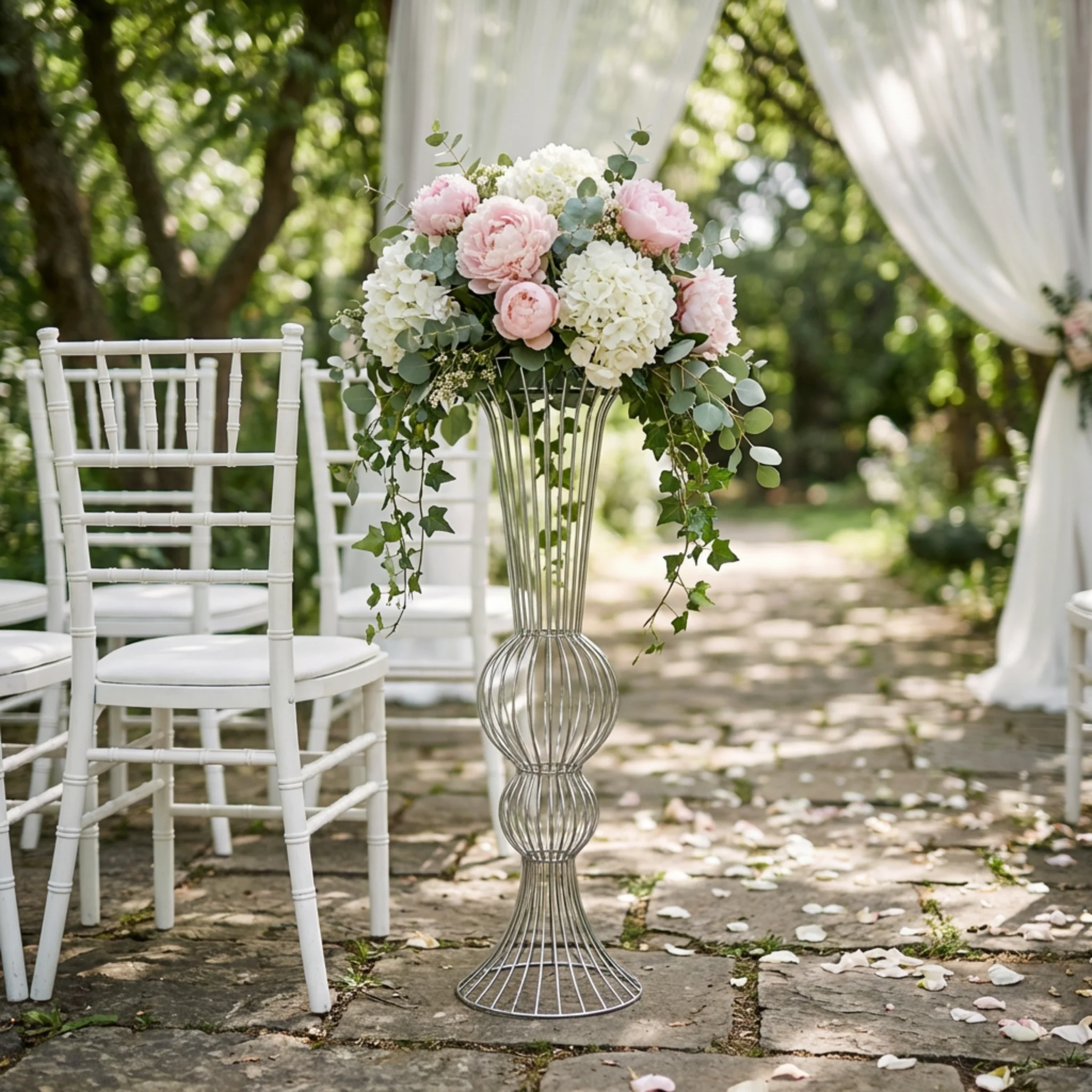 2pcs/set Metal Wire Floral Stand Centerpiece - Silver - Image 7