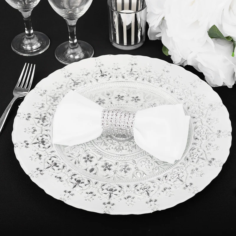 Monaco Glass Charger Plate - Silver & White - Image 2
