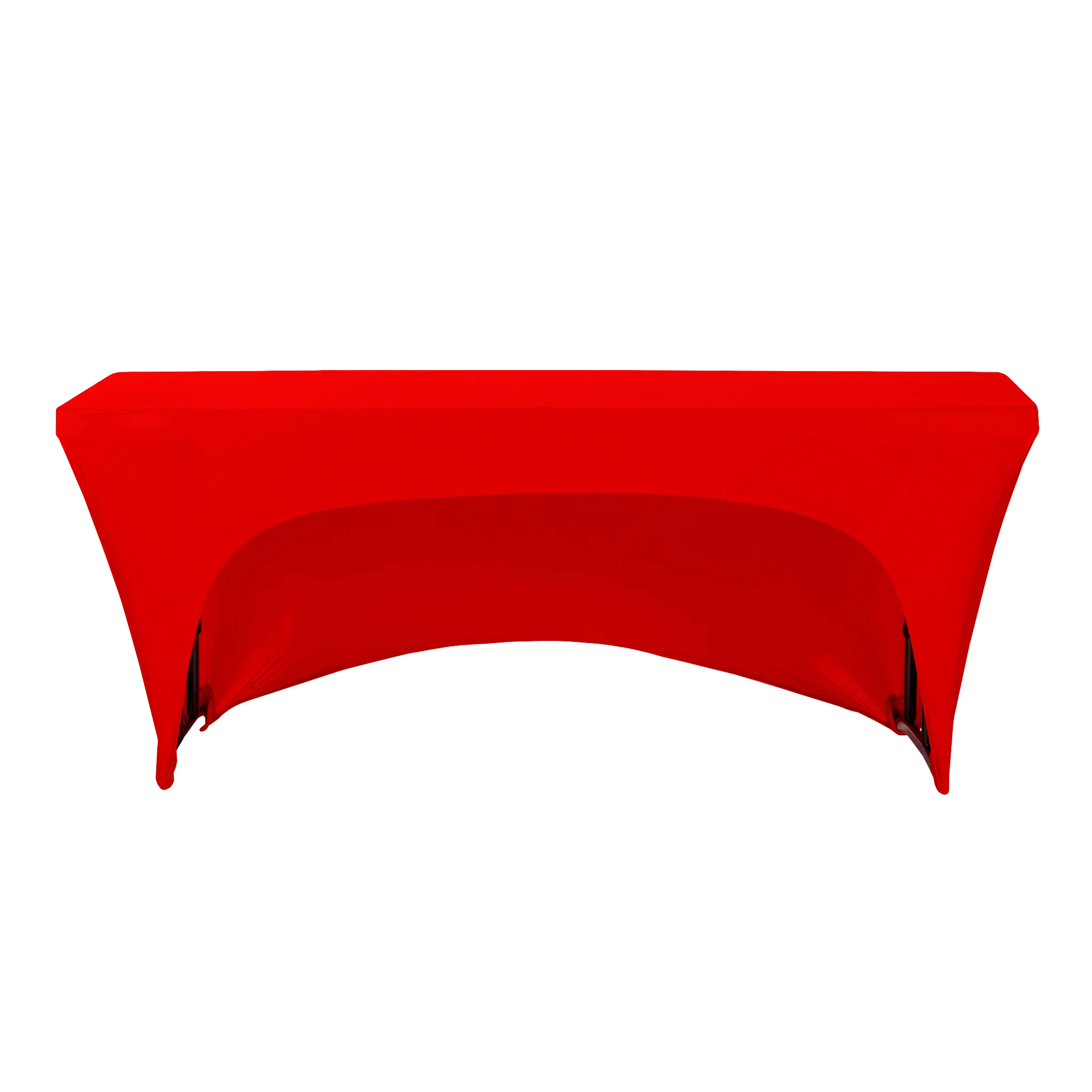 Open Back Stretch Spandex Table Cover 6 FT Rectangular - Red - Image 3