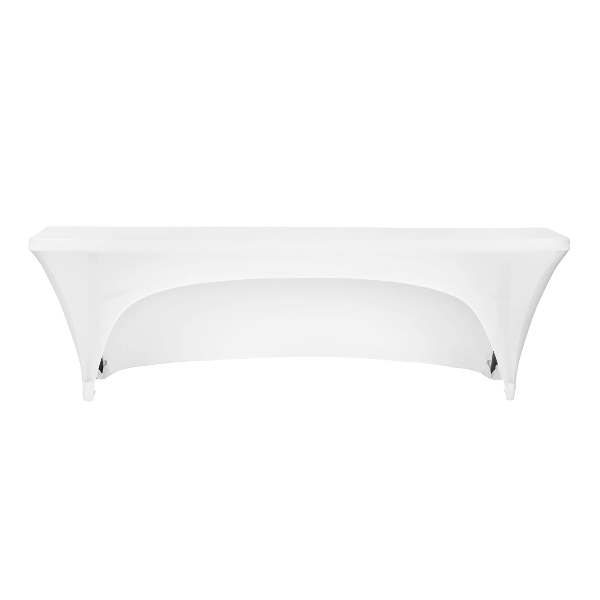 Open Back Stretch Spandex Table Cover 8 FT Rectangular - White - Image 3
