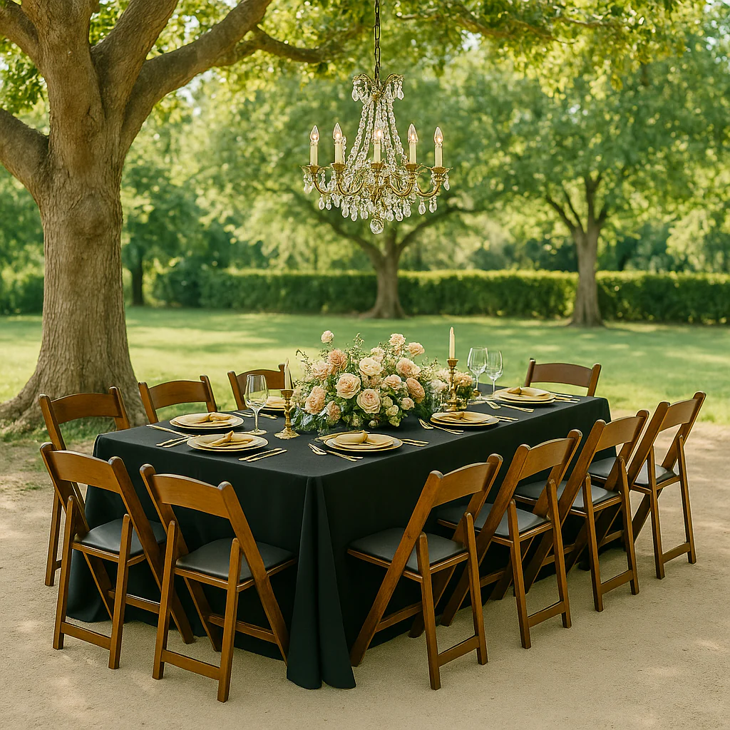 Premium Polyester King 108"x156" Rectangular Tablecloth (Square Corners) - Black