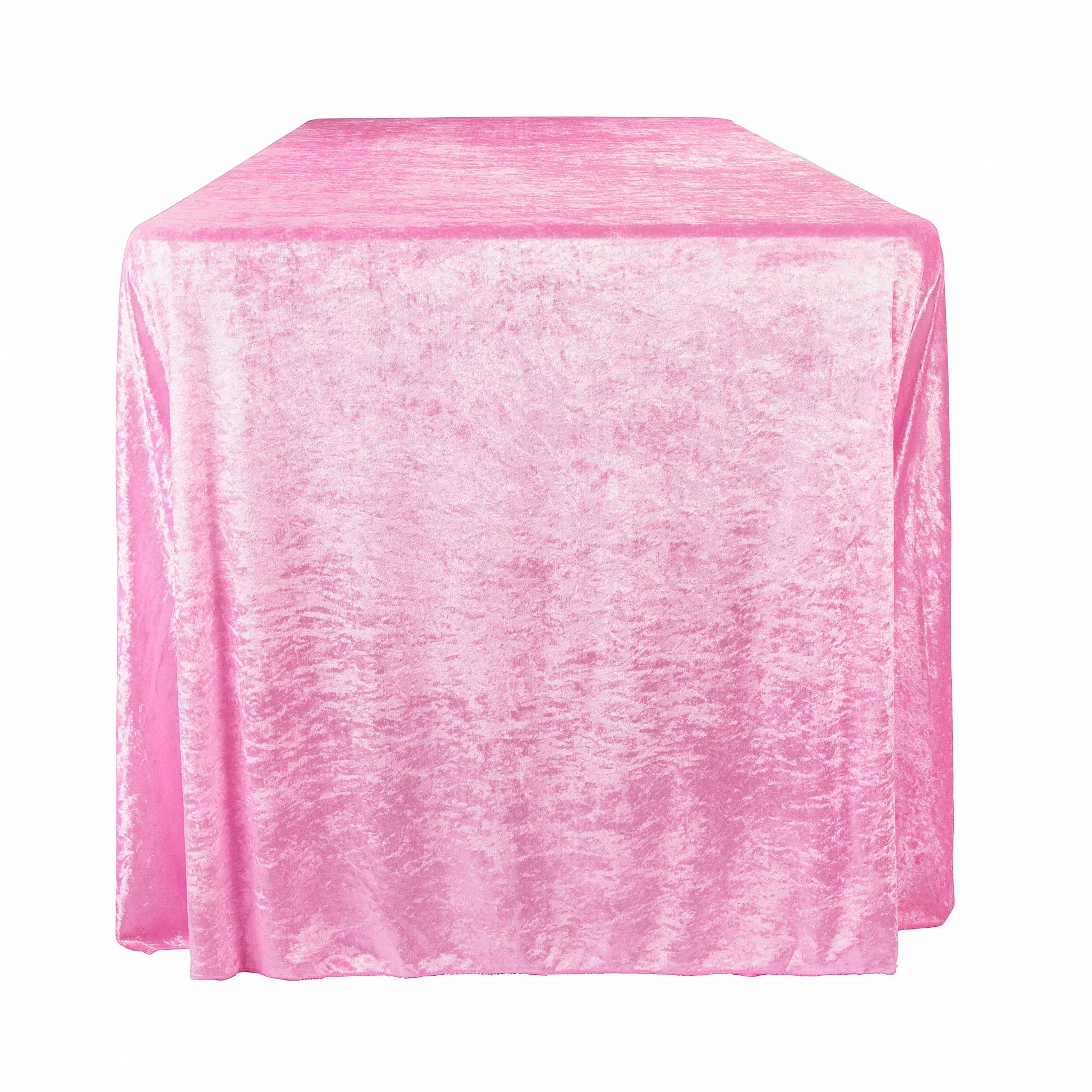 Velvet King 108"x156" Rectangular Tablecloth - Pink - Image 7