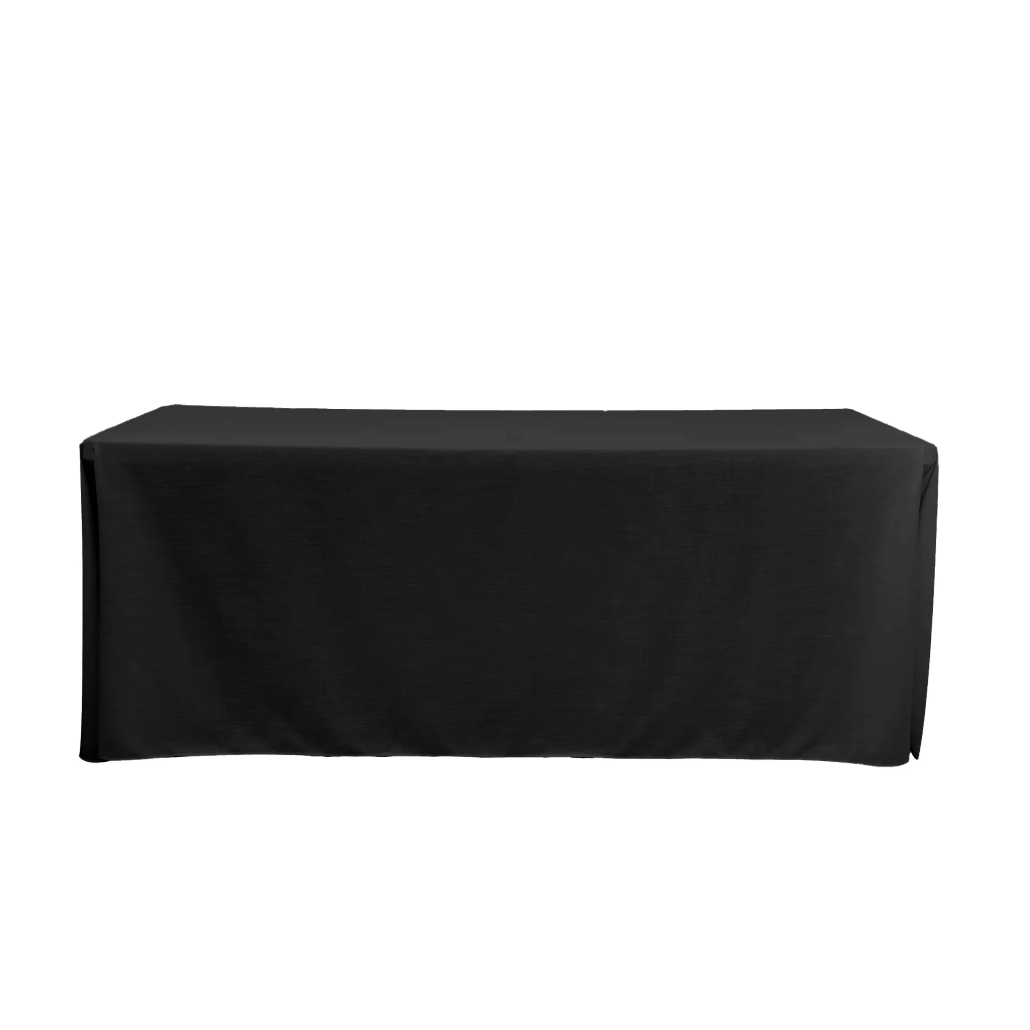 Premium Linen-Look Panama Weave 90"x156" Rectangle Tablecloth - Black