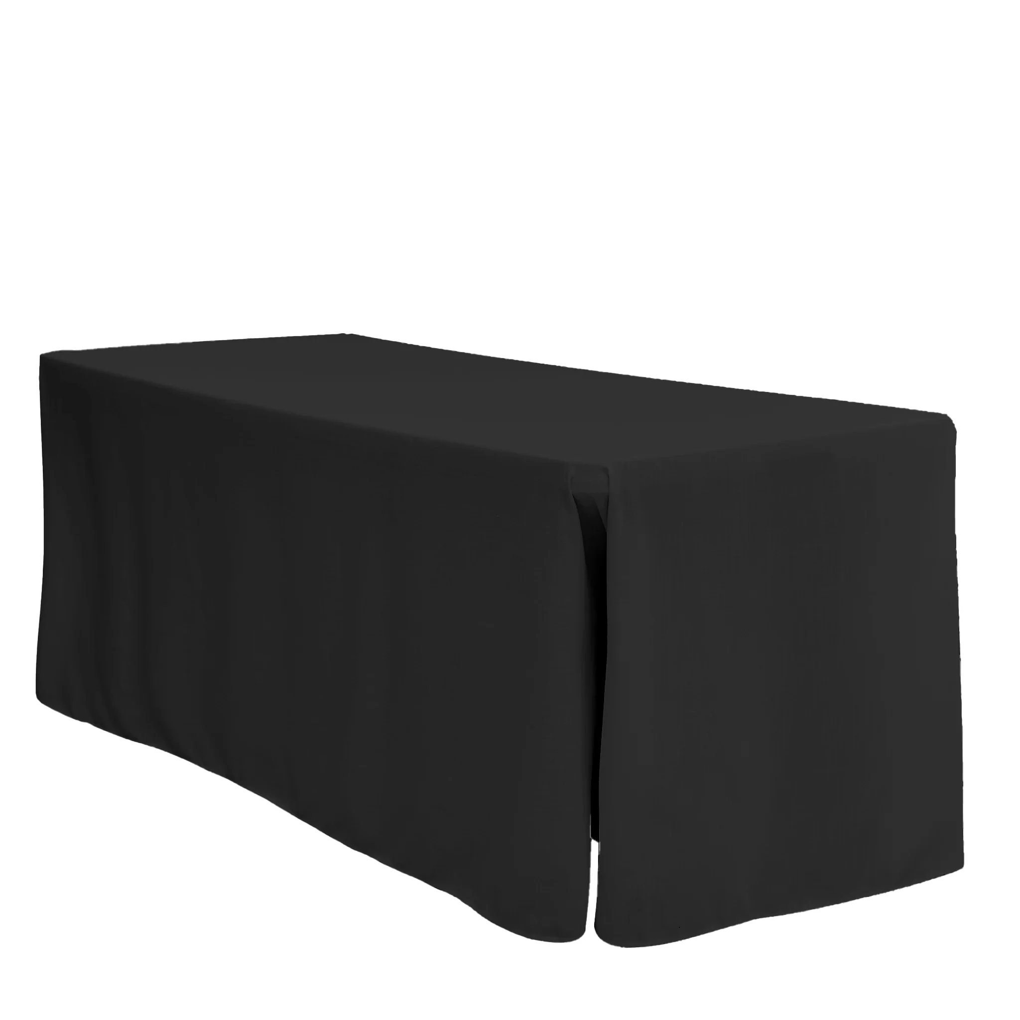 Premium Linen-Look Panama Weave 90"x156" Rectangle Tablecloth - Black - Image 2