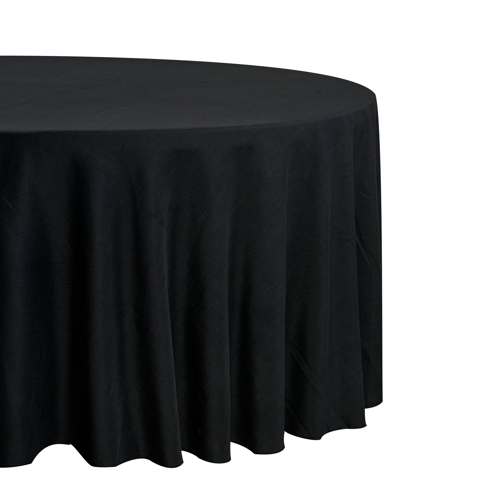 120" Round Premium Linen-Look Panama Weave Tablecloth - Black - Image 2